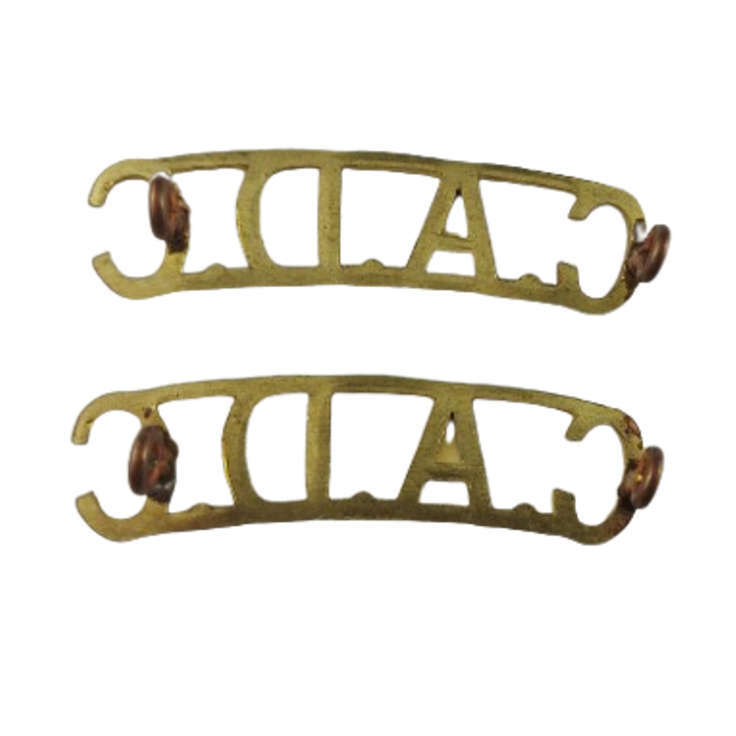 WW2 Canadian CADC Canadian Army Dental Corps Brass Shoulder Title Pair