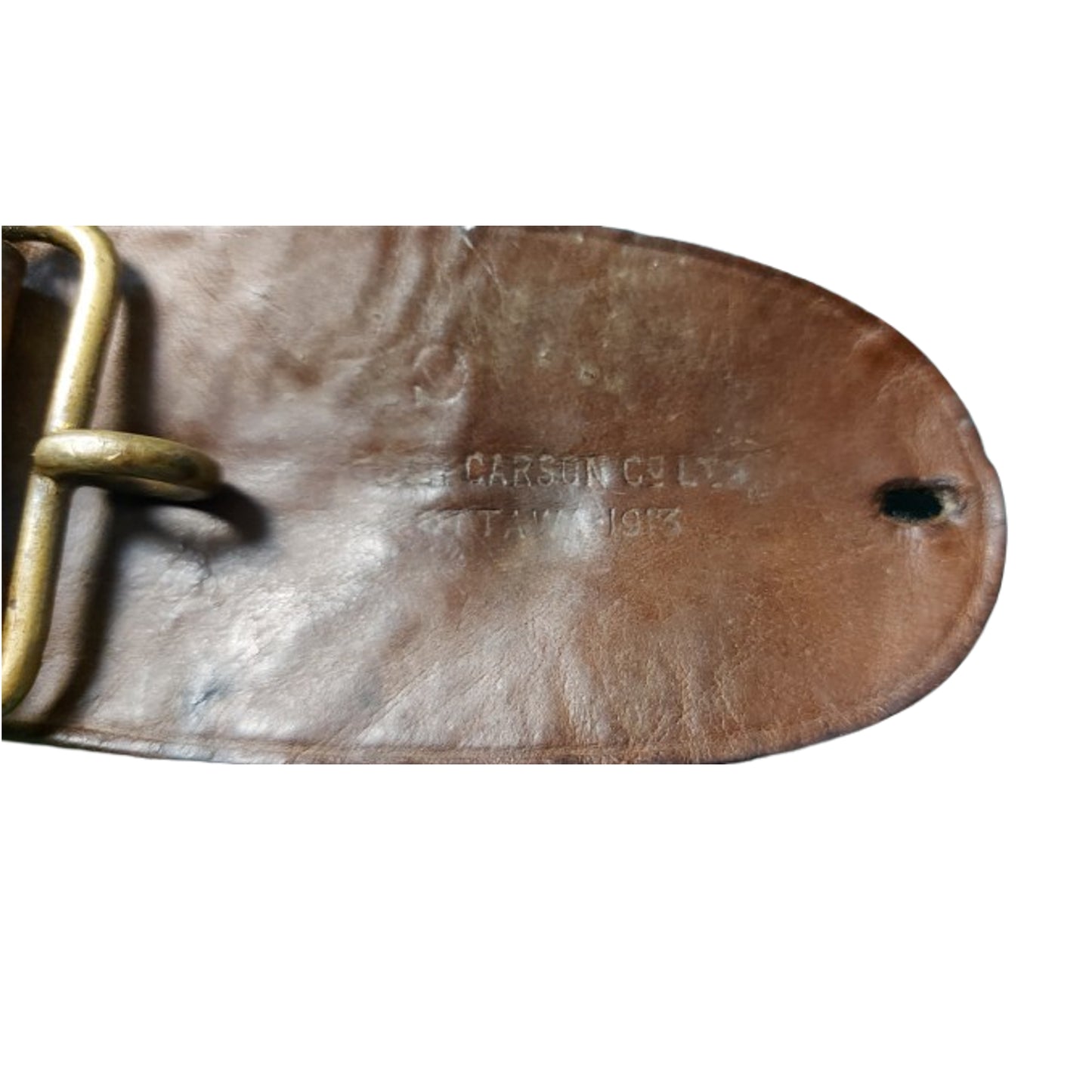 Pre-WW1 Canadian Army Leather Snake Belt Dated 1913