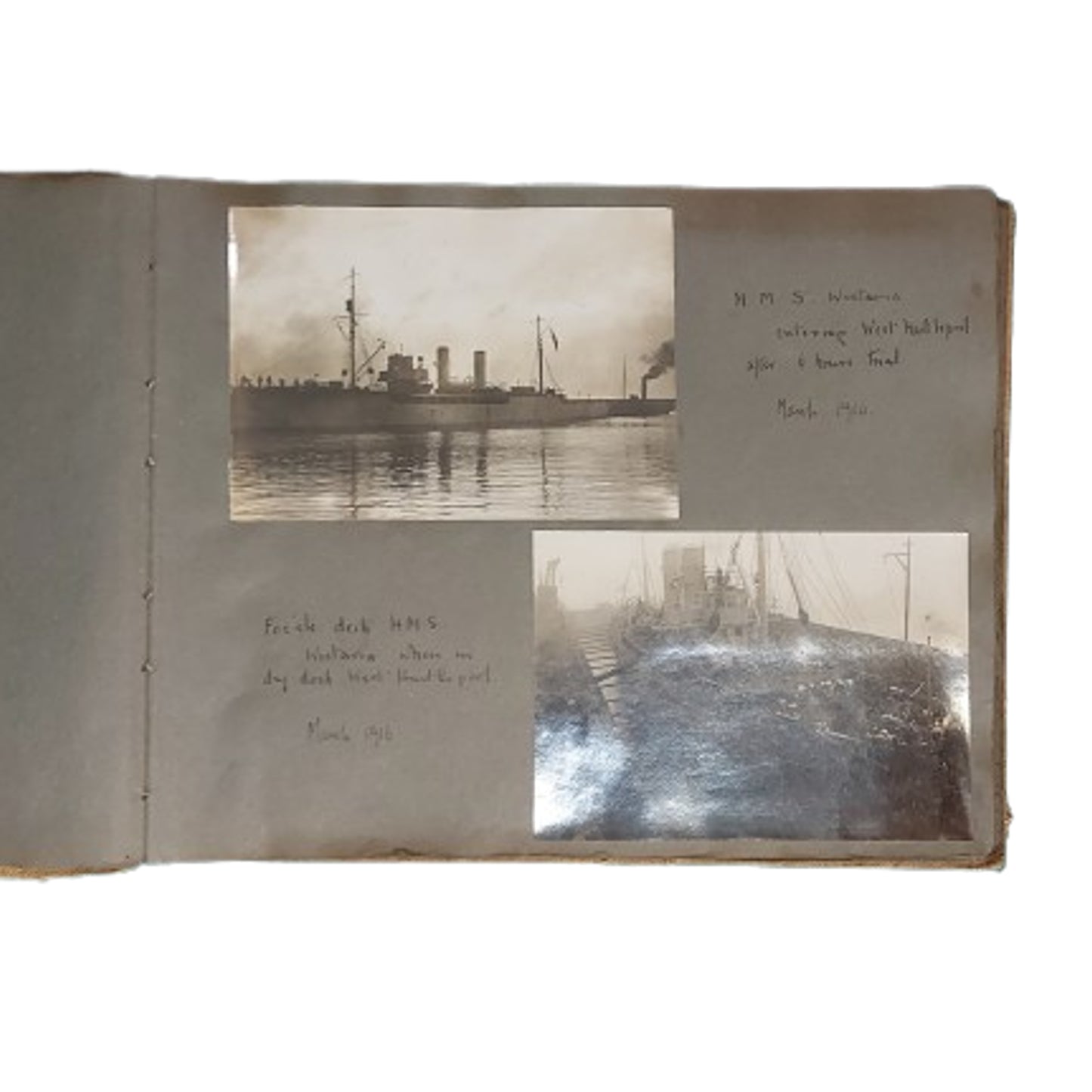 WW1 British RN Royal Navy HMS Wistaria Photo Album And Night Order Book