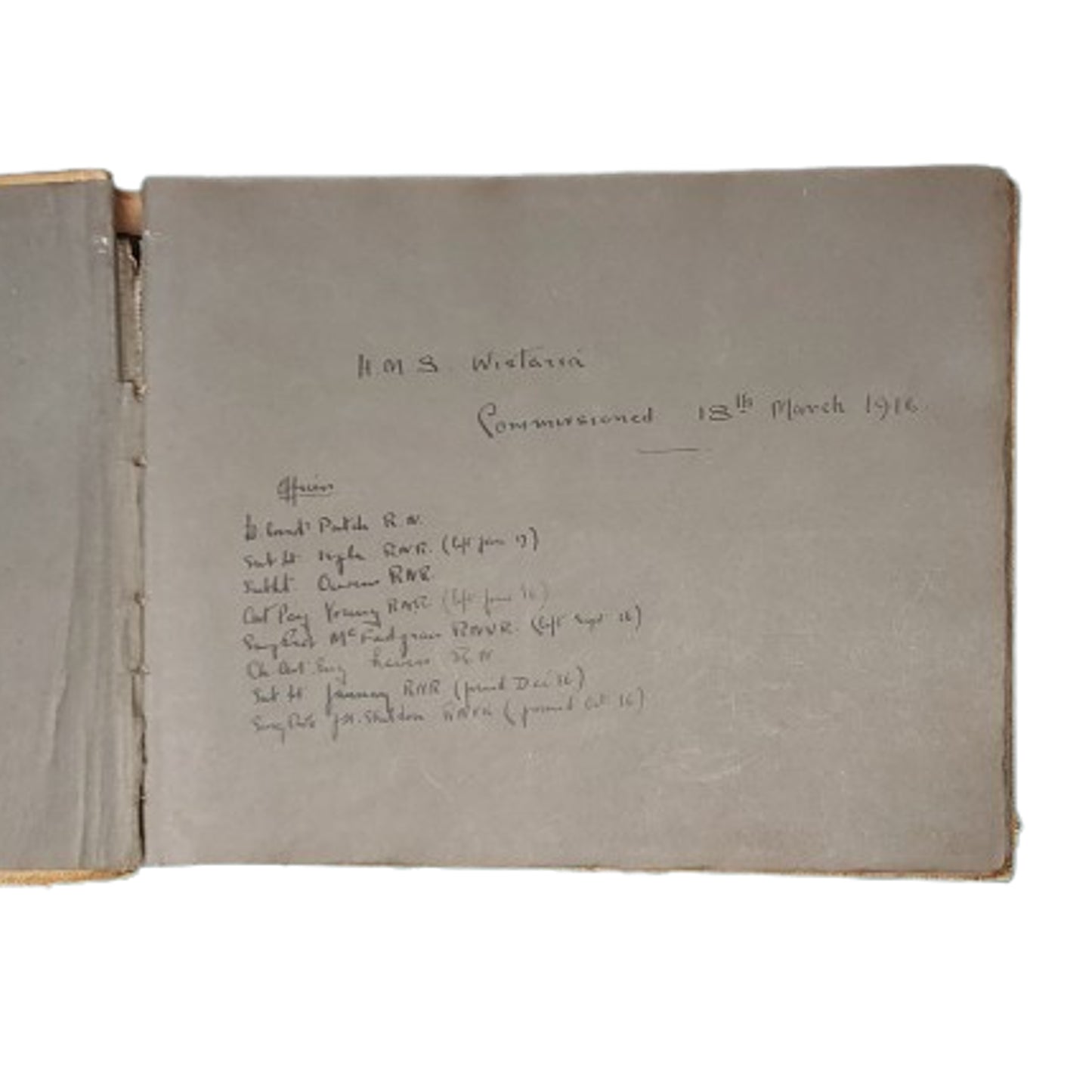 WW1 British RN Royal Navy HMS Wistaria Photo Album And Night Order Book