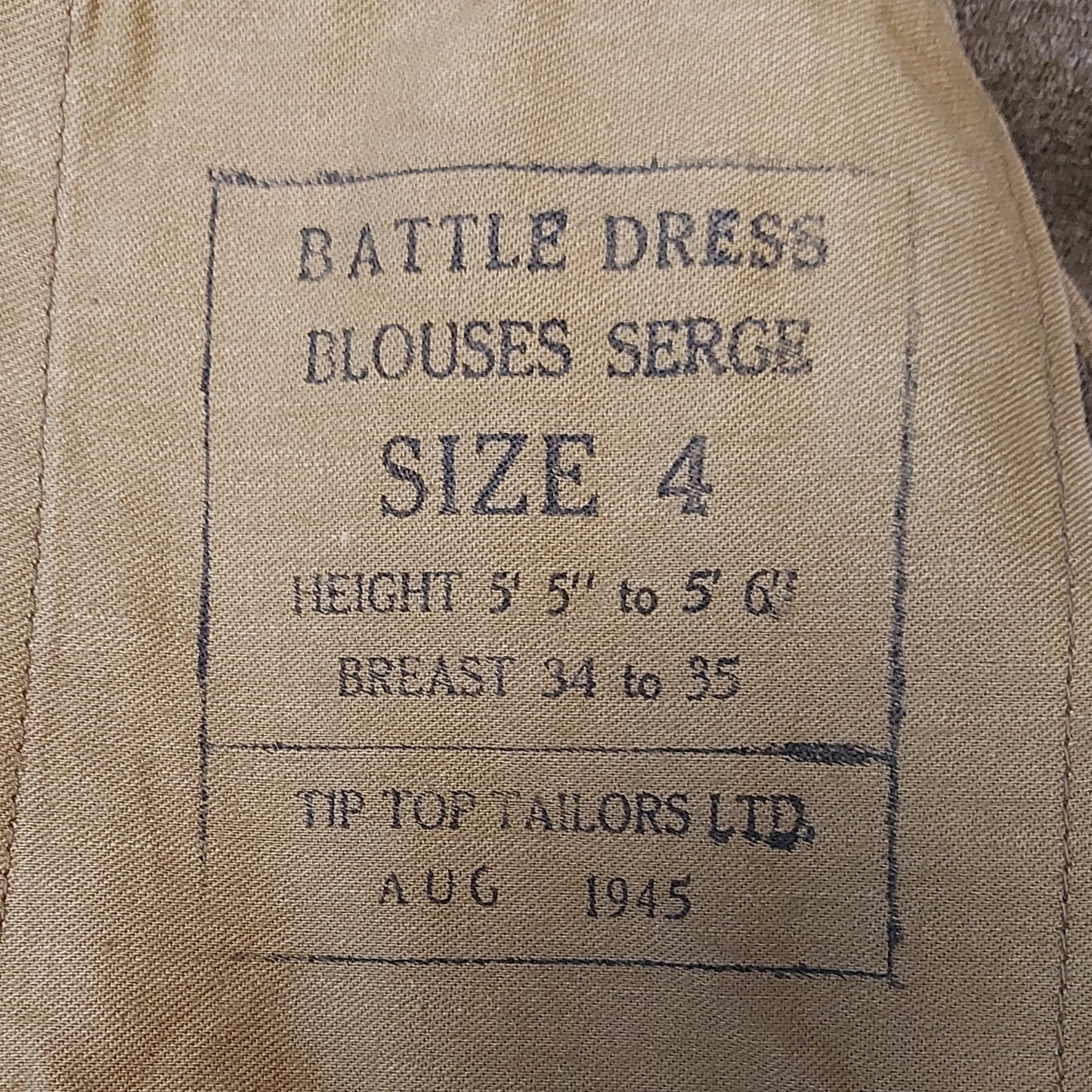 WW2 Canadian Battle Dress Tunic With Service Number No Insignia 1945