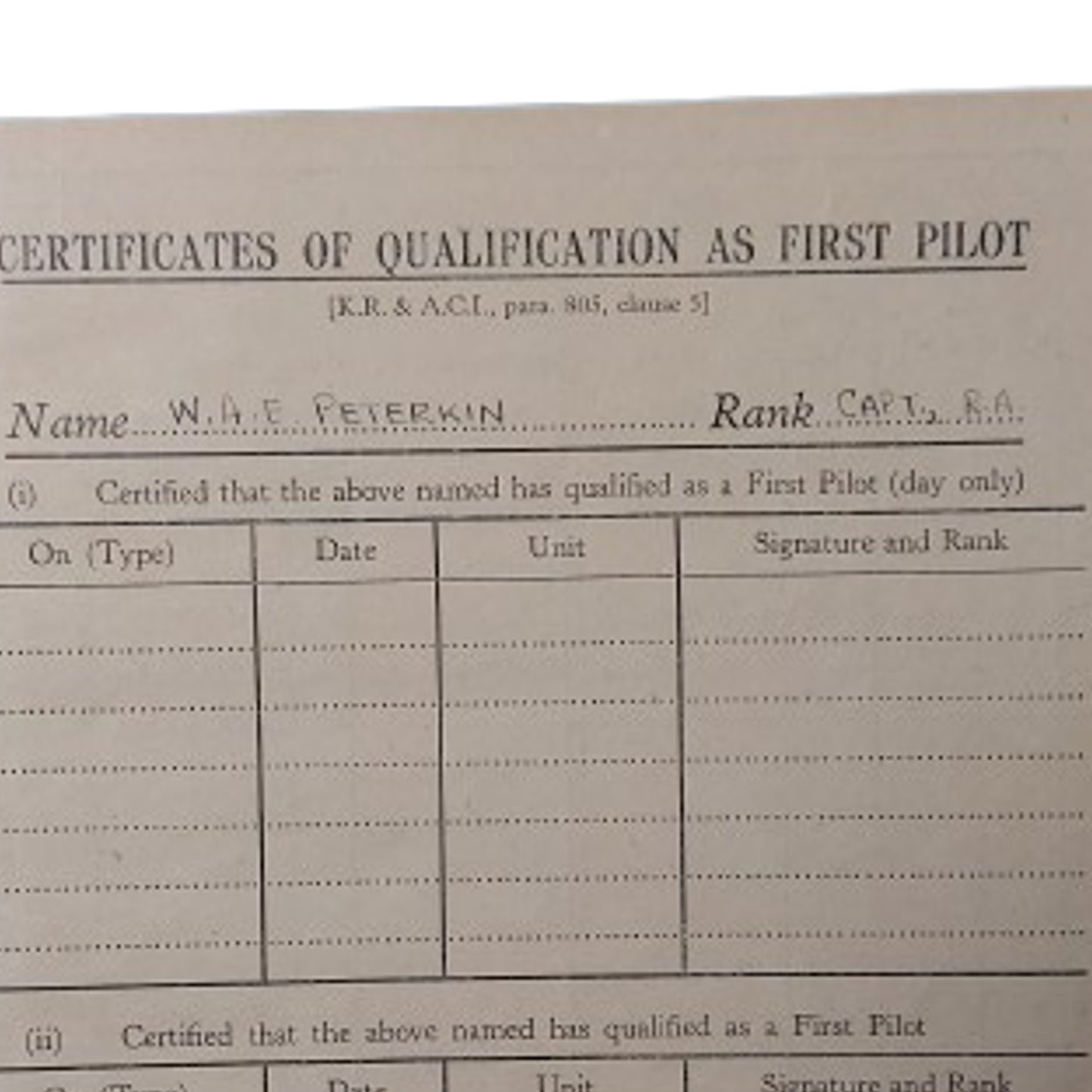 Post-WW2 British Named RAF Royal Air Force Pilots Flying Log Book