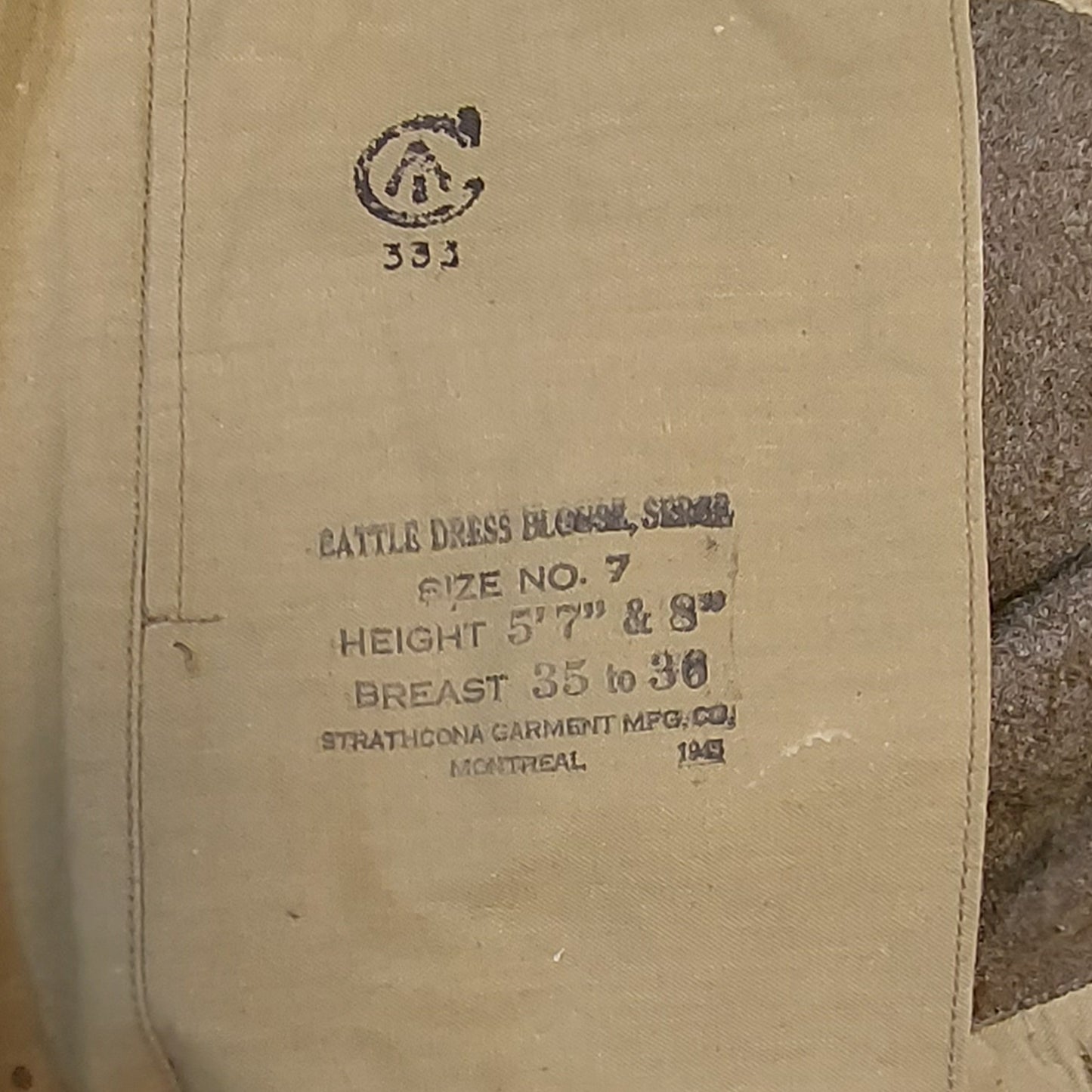 WW2 Canadian Battle Dress Tunic 1945 No Insignia Size 7