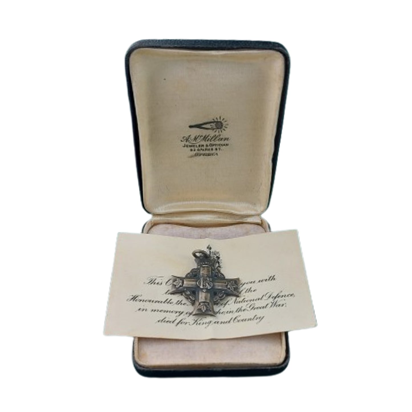 WW1 Canadian Cased Memorial Cross 54th Kootenay Battalion