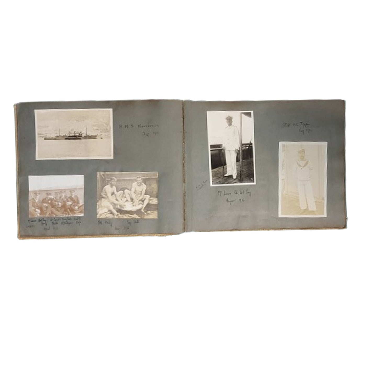 WW1 British RN Royal Navy HMS Wistaria Photo Album And Night Order Book