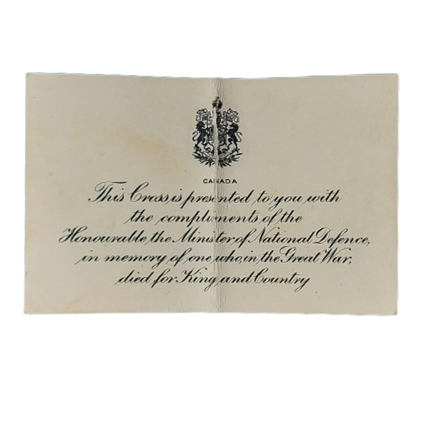 WW1 Canadian Cased Memorial Cross 54th Kootenay Battalion