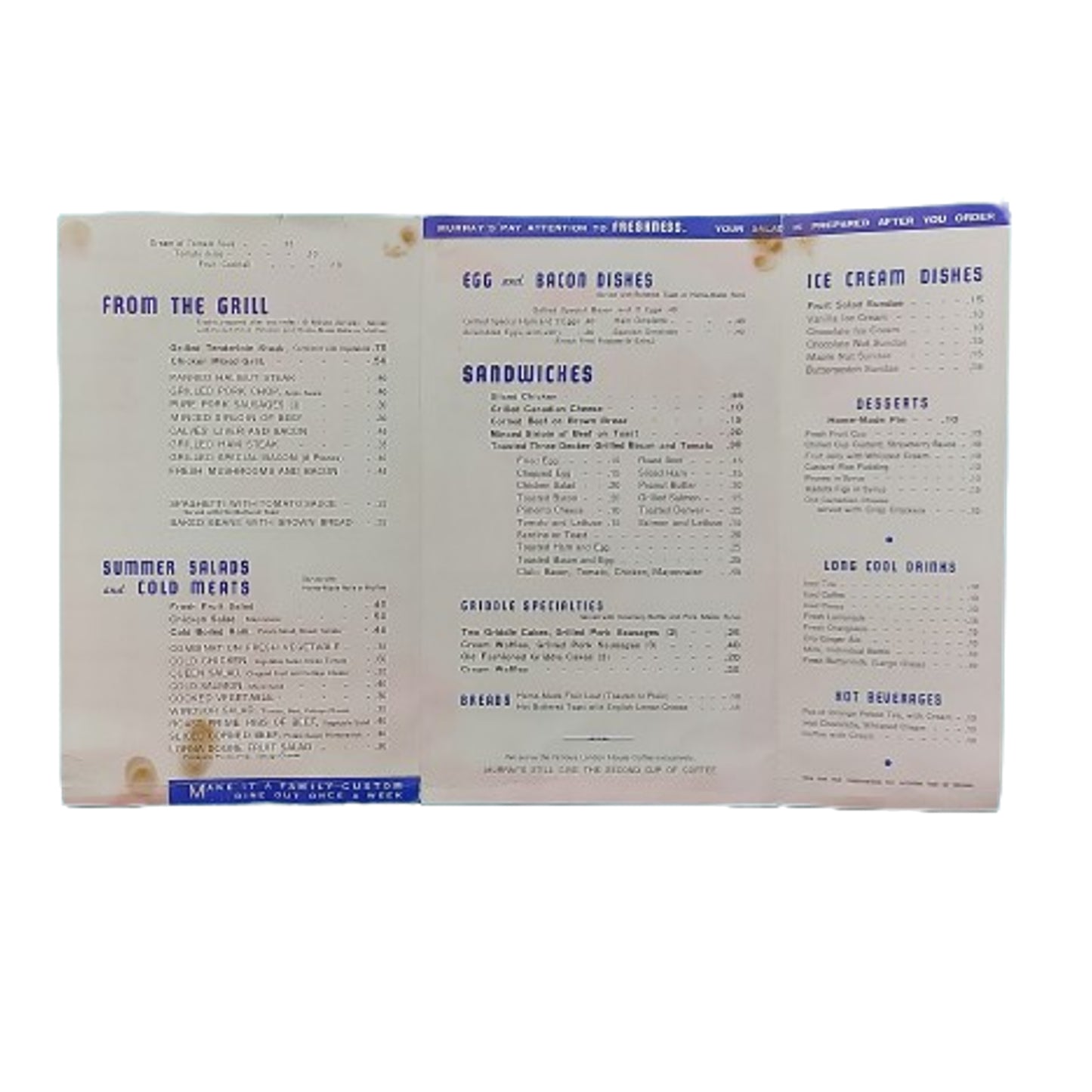 WW2 Canadian Army Patriotic Restaurant Menu