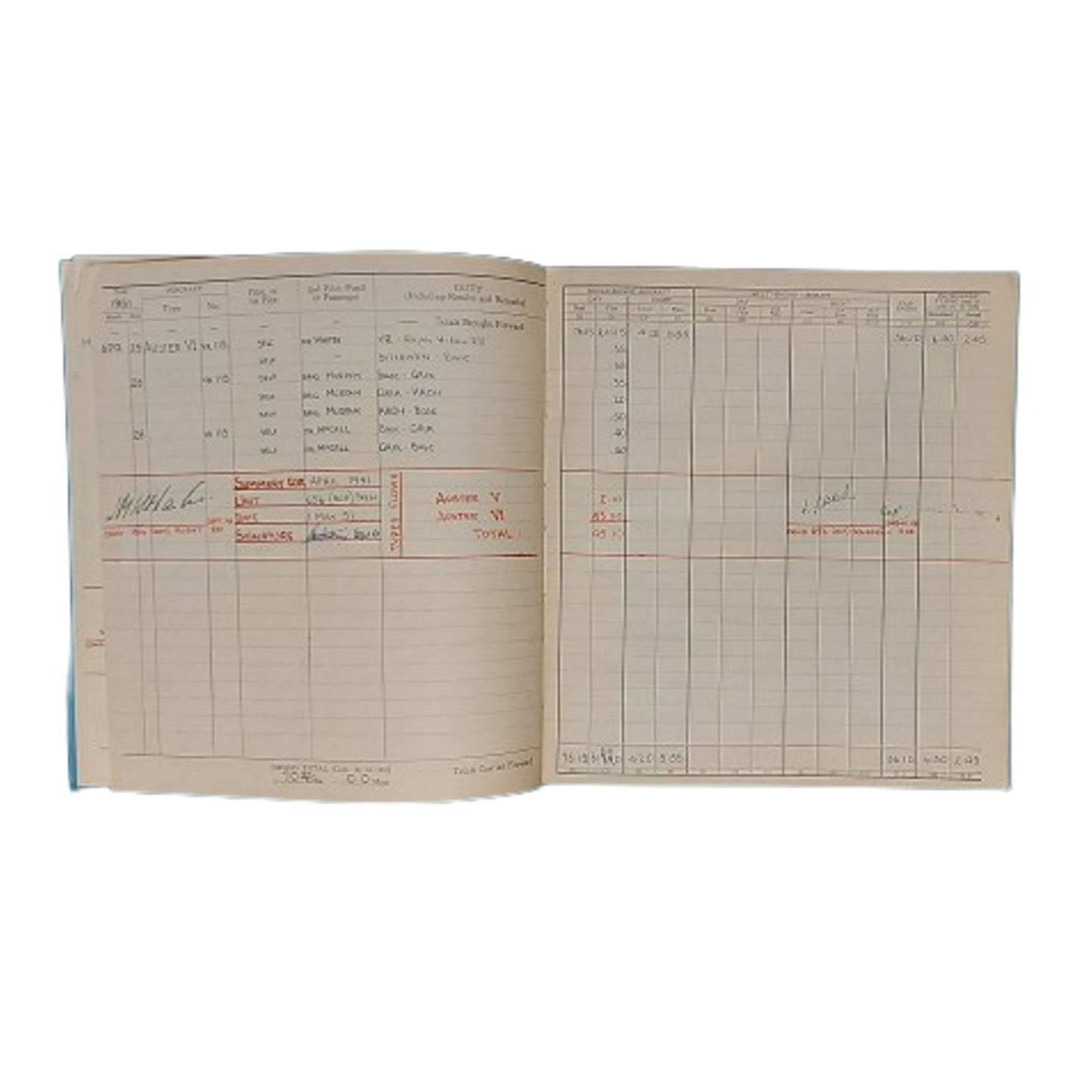 Post-WW2 British Named RAF Royal Air Force Pilots Flying Log Book
