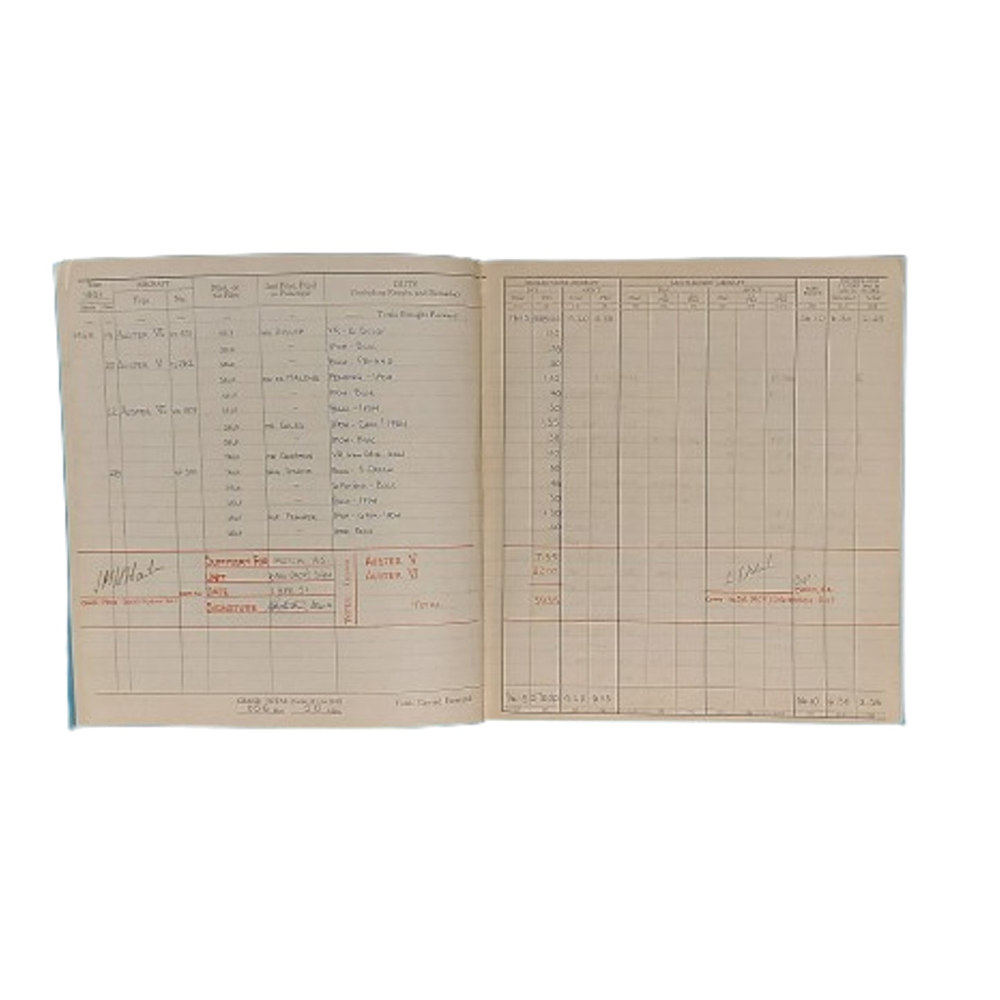 Post-WW2 British Named RAF Royal Air Force Pilots Flying Log Book