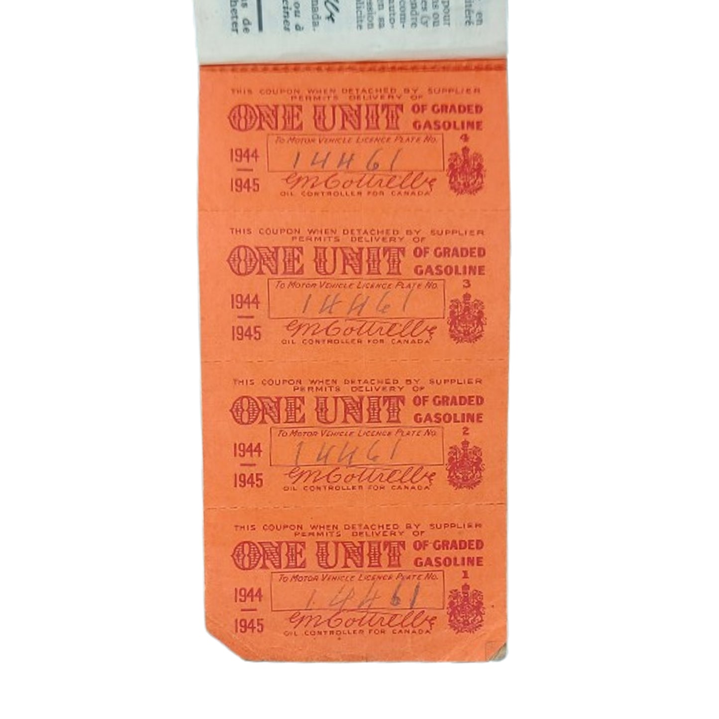 WW2 Canadian Gasoline Licence And Ration Coupon Book