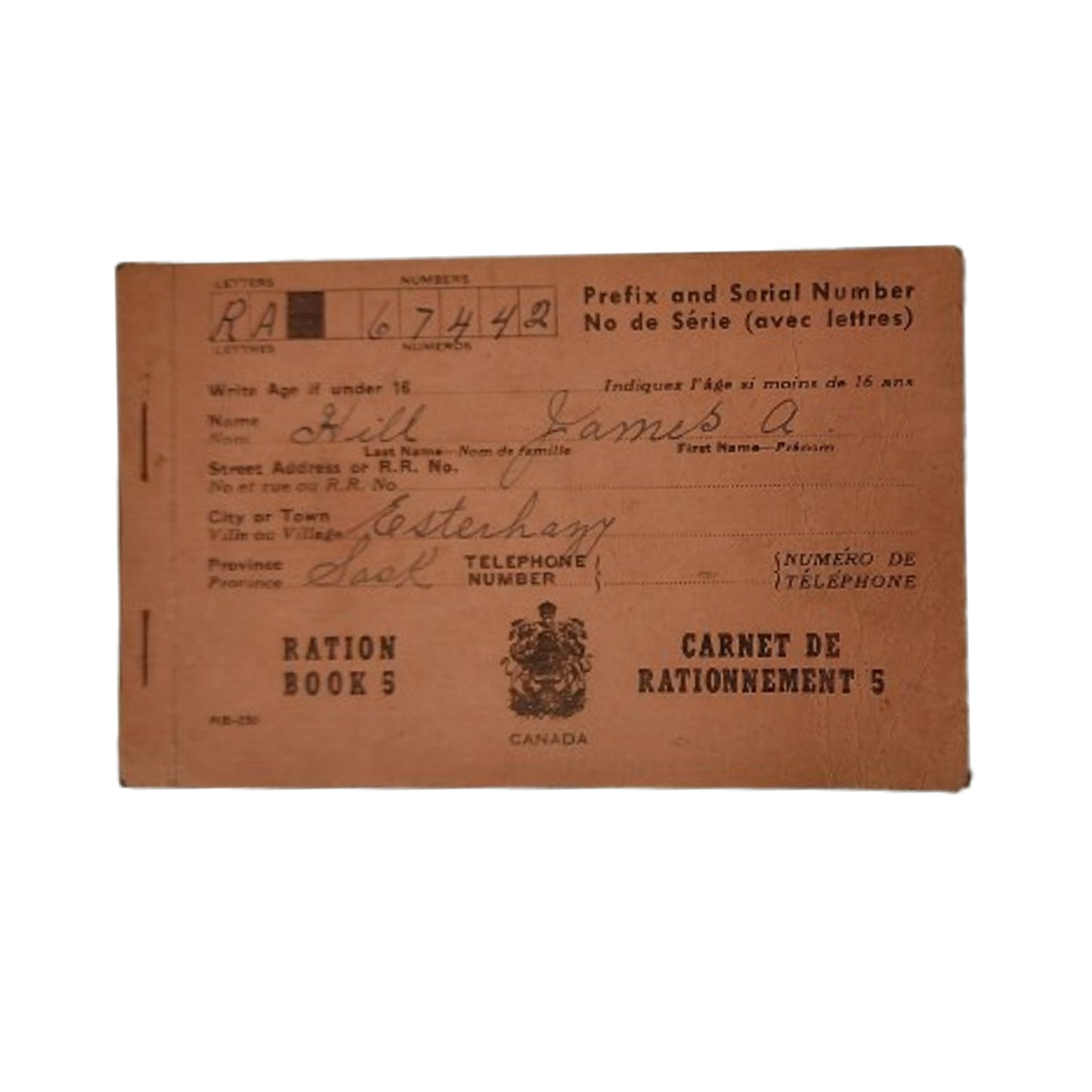 WW2 Canadian Ration Book Grouping Esterhazy Saskatchewan