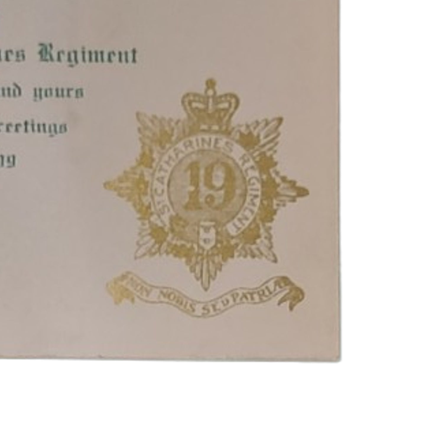 Pre-WW1 Canadian 19th St. Catharines Regiment Seasons Greetings Card 1908-1909