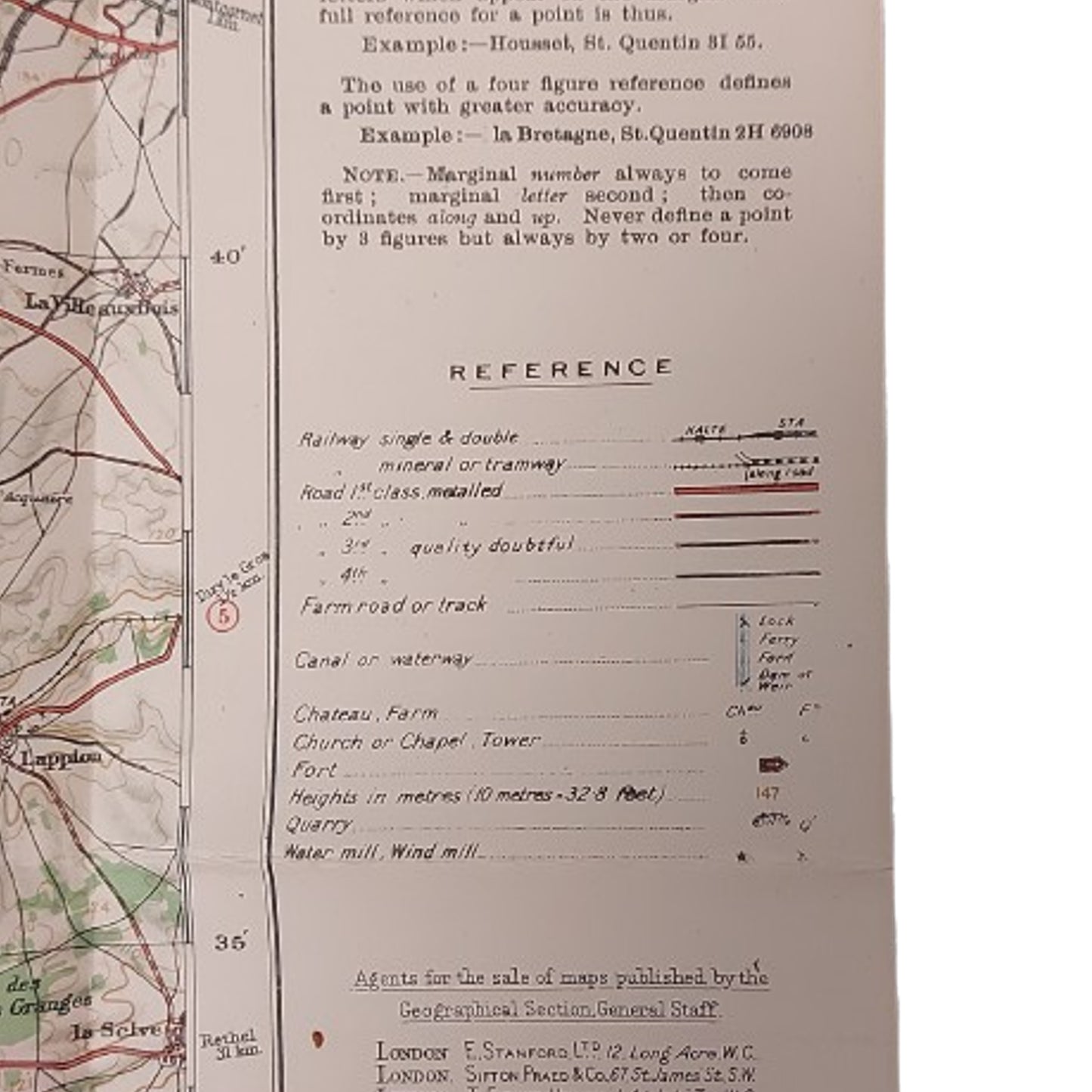 WW1 British Ordnance Linen Map -St. Quentin France 1916