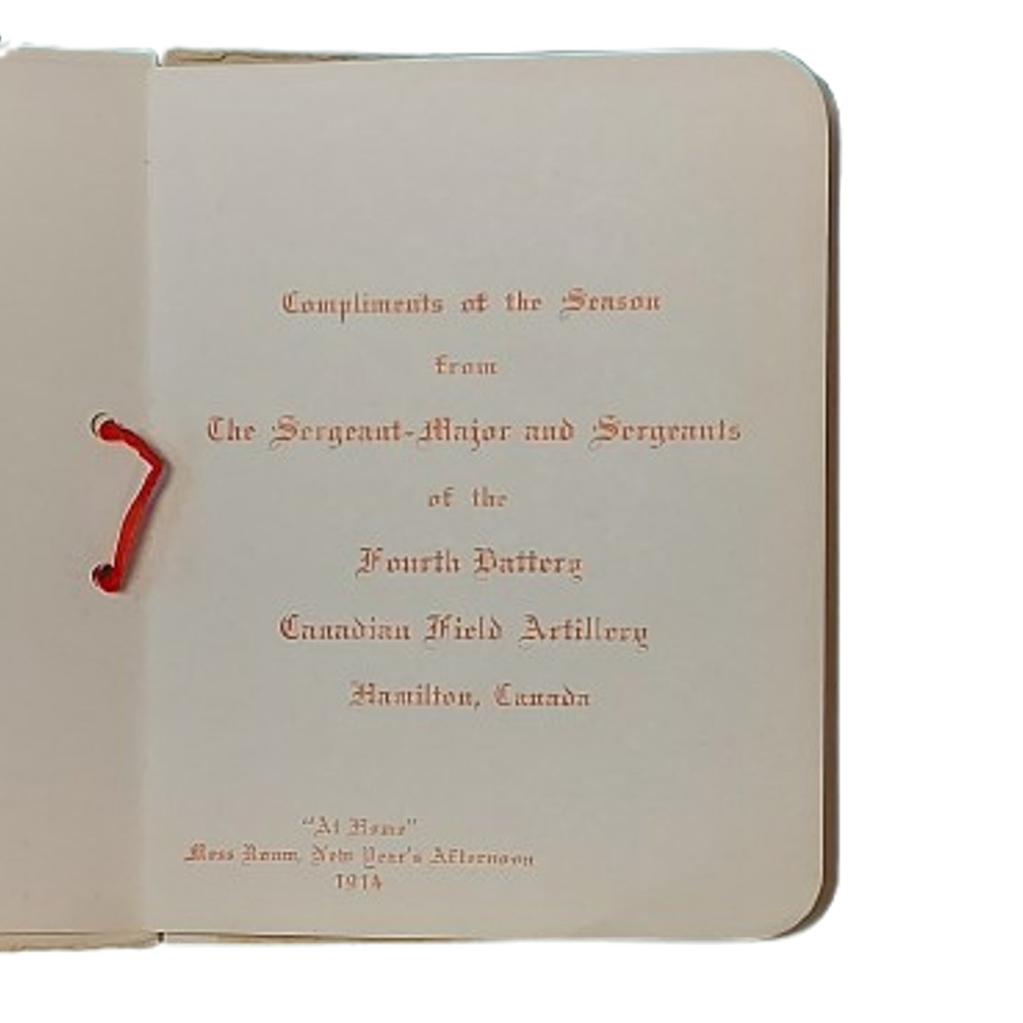 Pre-WW1 Canadian Field Artillery Christmas Card  1914