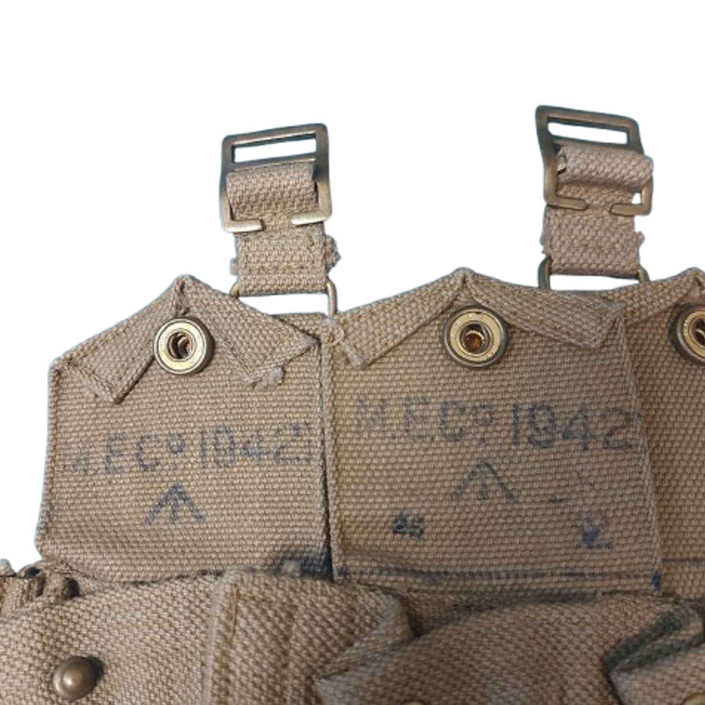 WW2 P37 Webbing Rifle Ammunition Pouches - Matching Pair