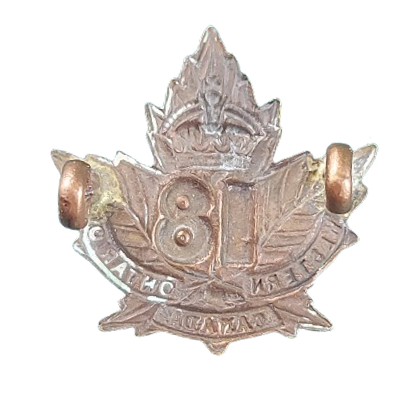 WW1 CEF Canadian 18th Battalion Collar Badge -London Ontario