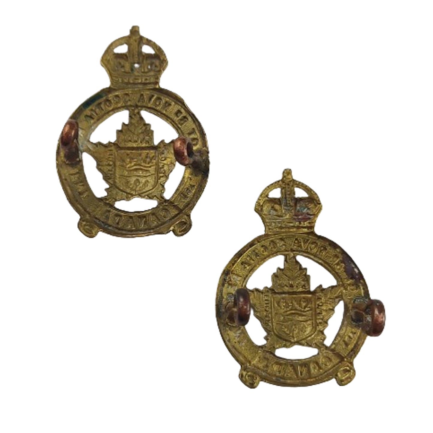 WW2 Canadian 1st Depot Battalion Nova Scotia Regiment Collar Badge Pair