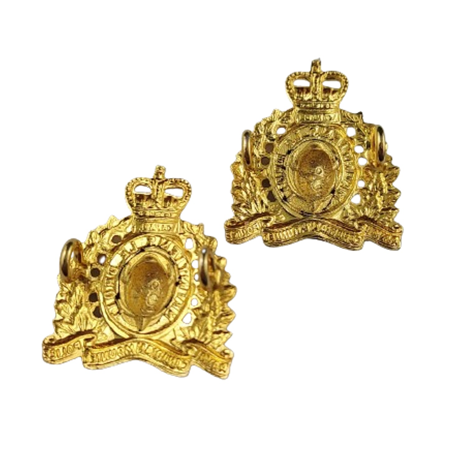 QEII RCMP Royal Canadian Mounted Police Collar Badge Pair