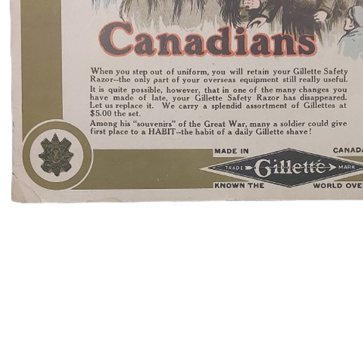 WW1 Canadian Welcome Home Gillette Poster