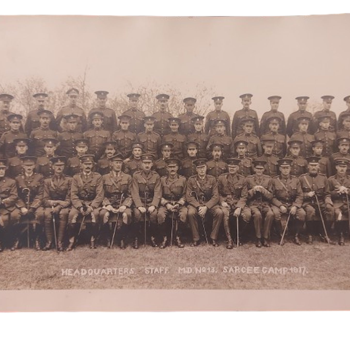 WW1 Canadian Sarcee Camp Photograph 1917 Headquarters Staff