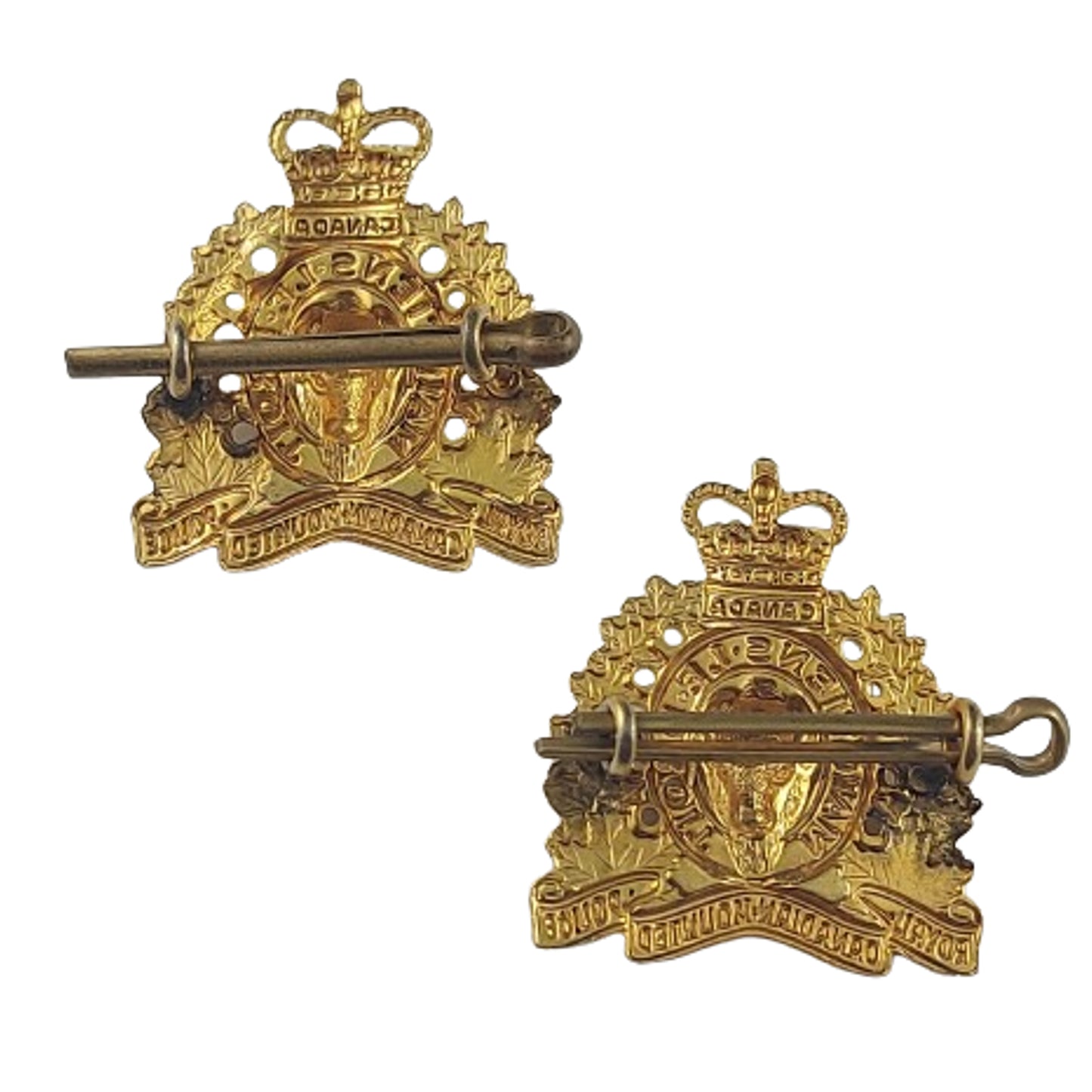 QEII RCMP Royal Canadian Mounted Police Collar Badge Pair