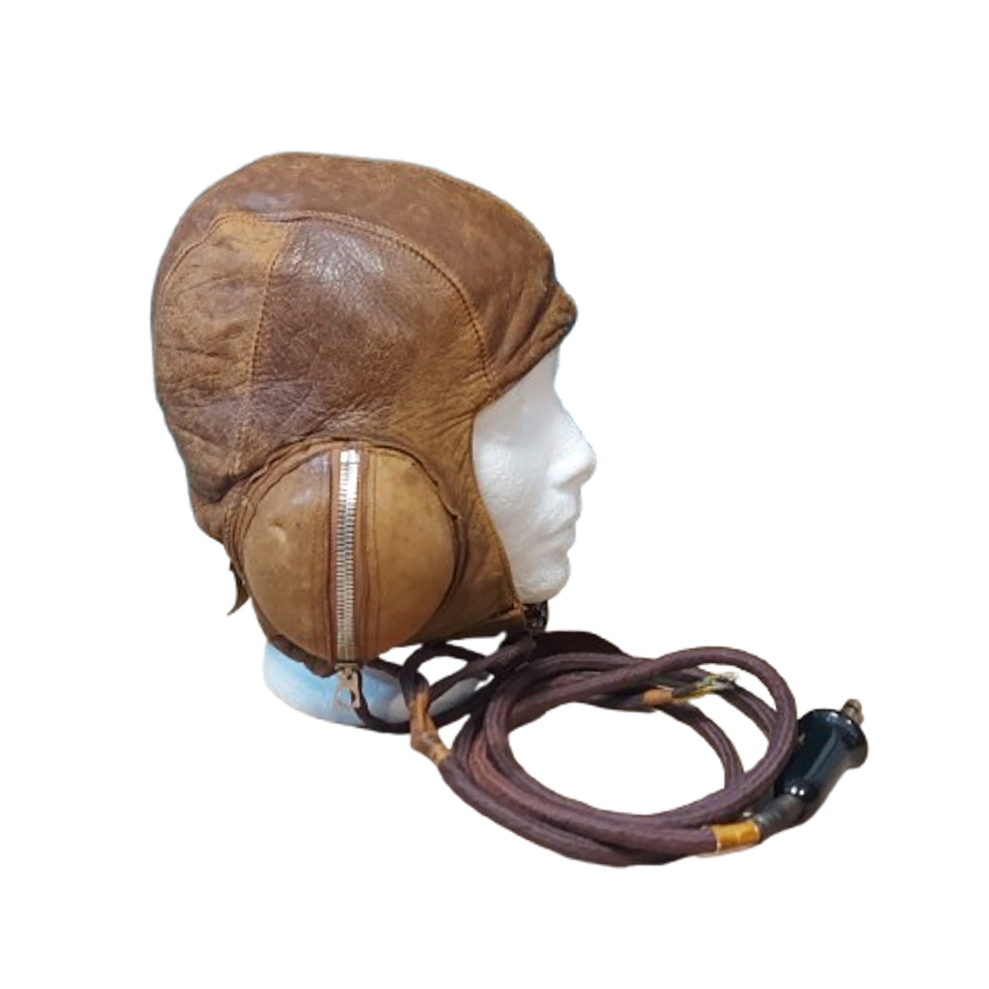 WW2 Canadian RCAF Type B Leather Flying Helmet With Cord And Service Number