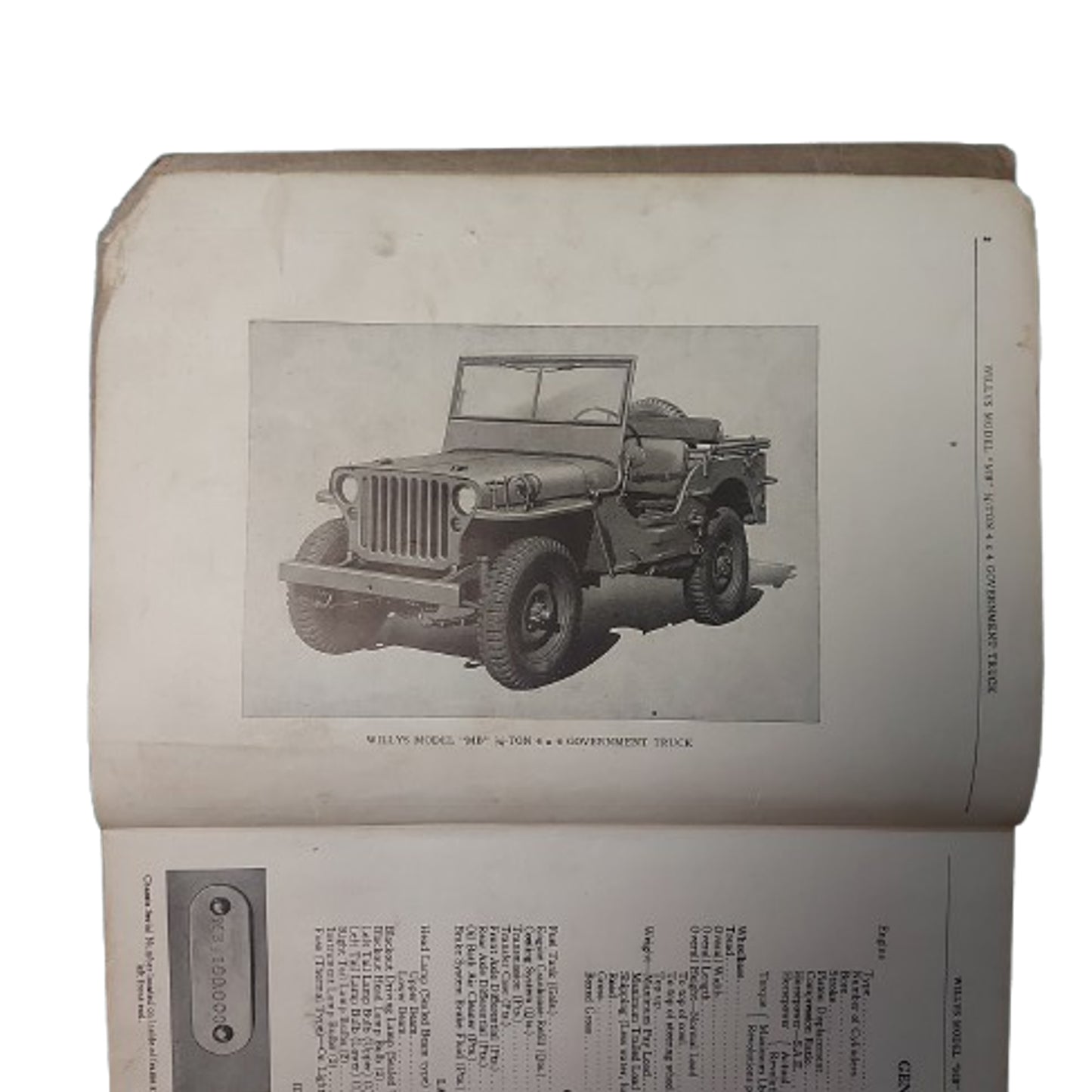 WW2 United States Willys Truck (Jeep) Manual 1943
