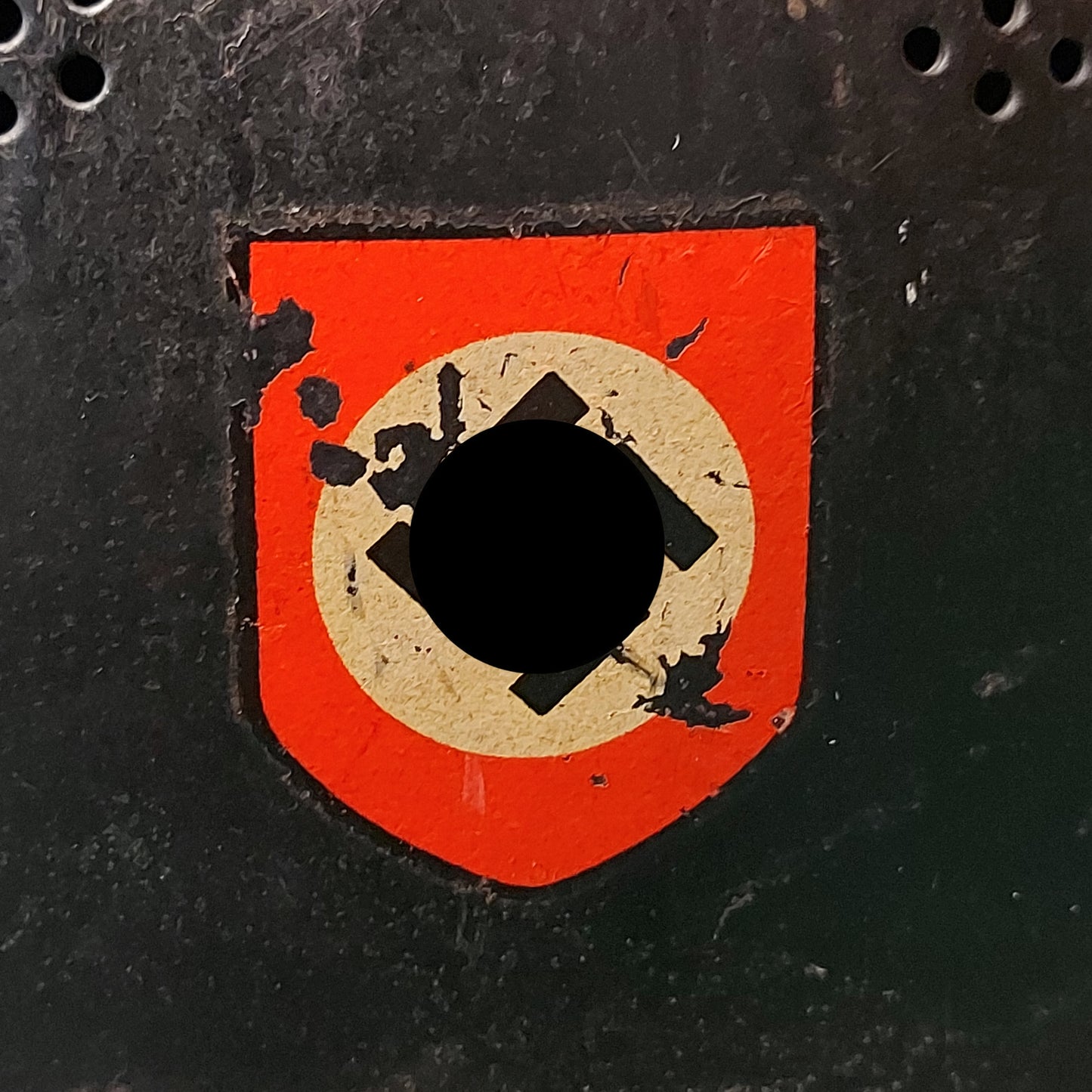WW2 German M34 Feuerschutzpolizei Fire Police Double Decal Helmet