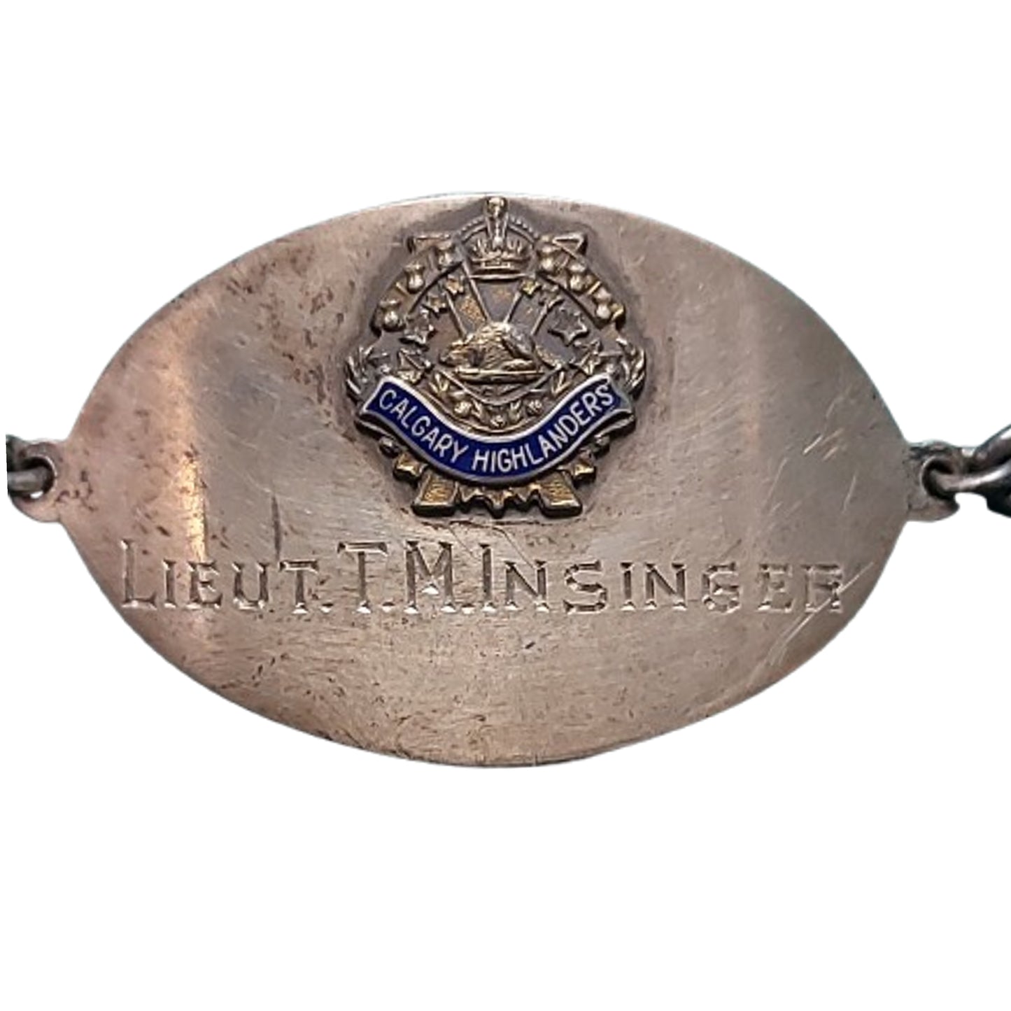 WW2 Canadian Calgary Highlanders Officer's I.D. Bracelet Birks Sterling