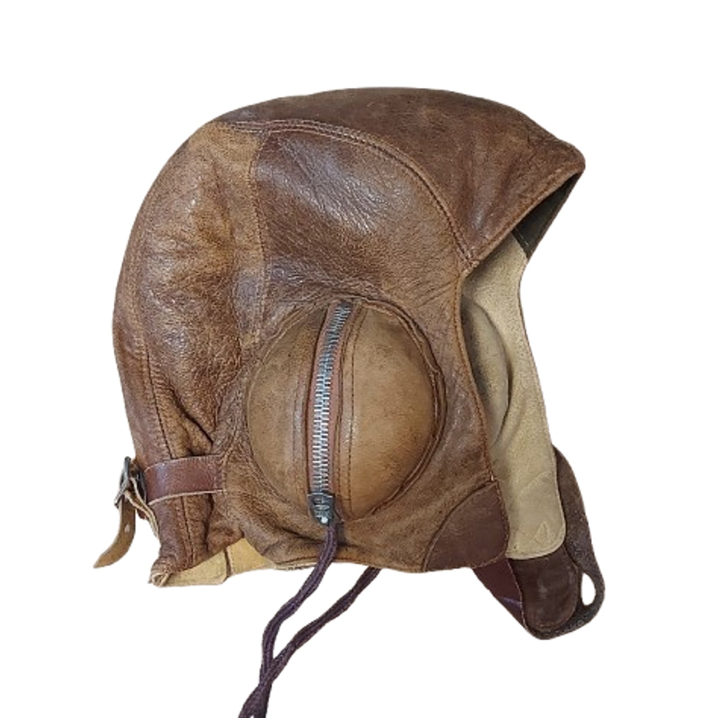 WW2 Canadian RCAF Type B Leather Flying Helmet With Cord And Service Number