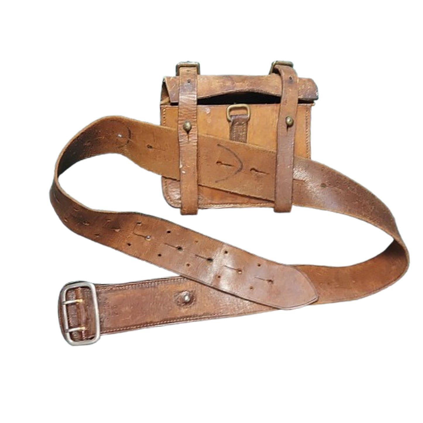 WW1 Canadian CEF 1916 Pattern Named Leather Belt And Ammunition Pouch 5CGA