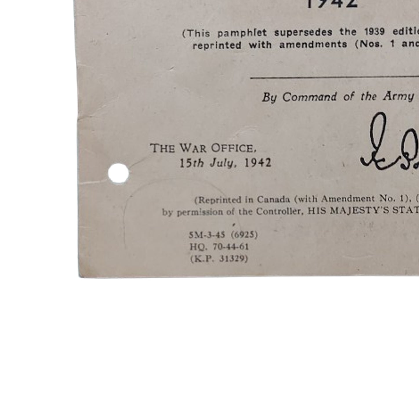 WW2 Canadian Small Arms Training Pamphlet 2 Inch Mortar 1942