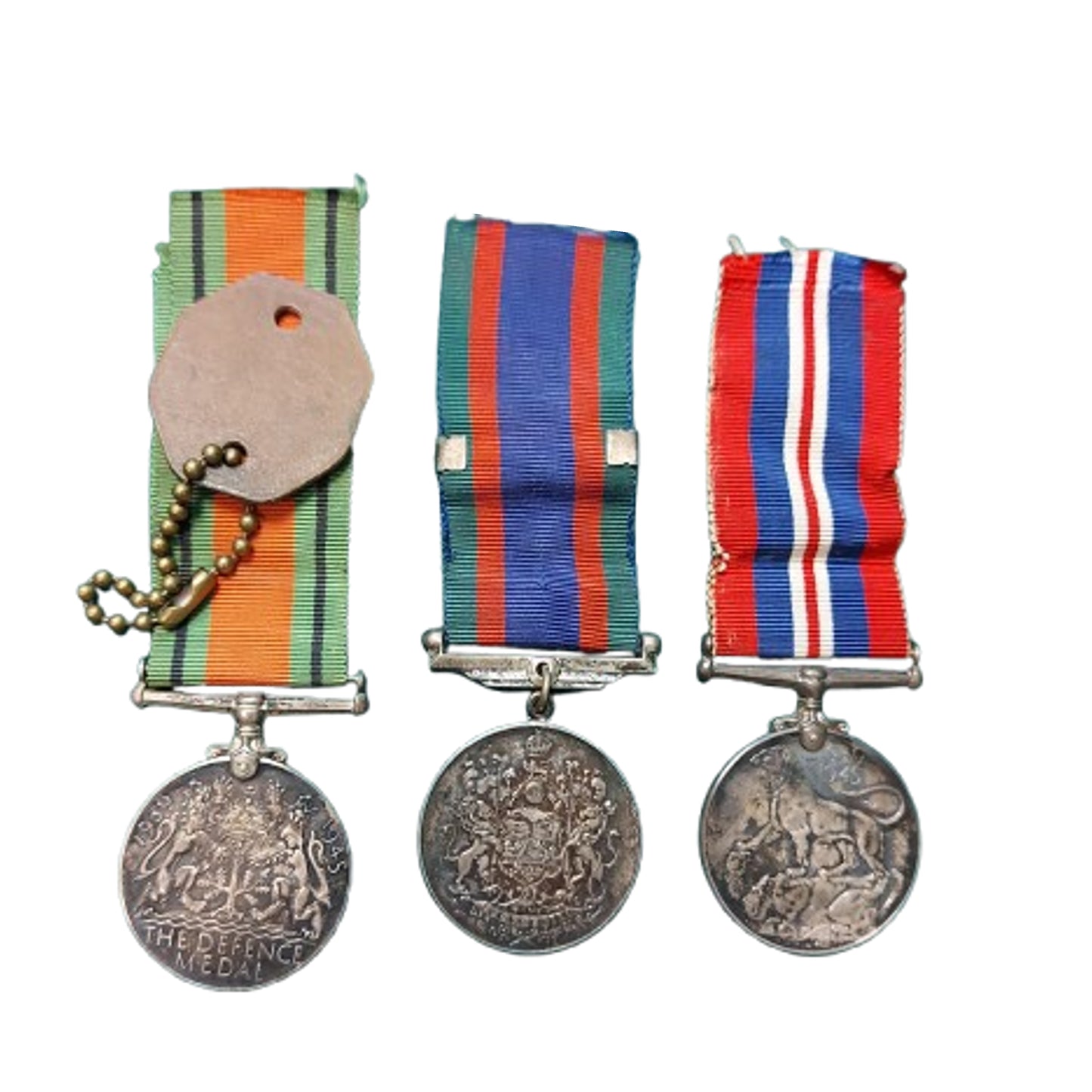WW2 Canadian Medal Trio With I.D. Tag 13th District Depot