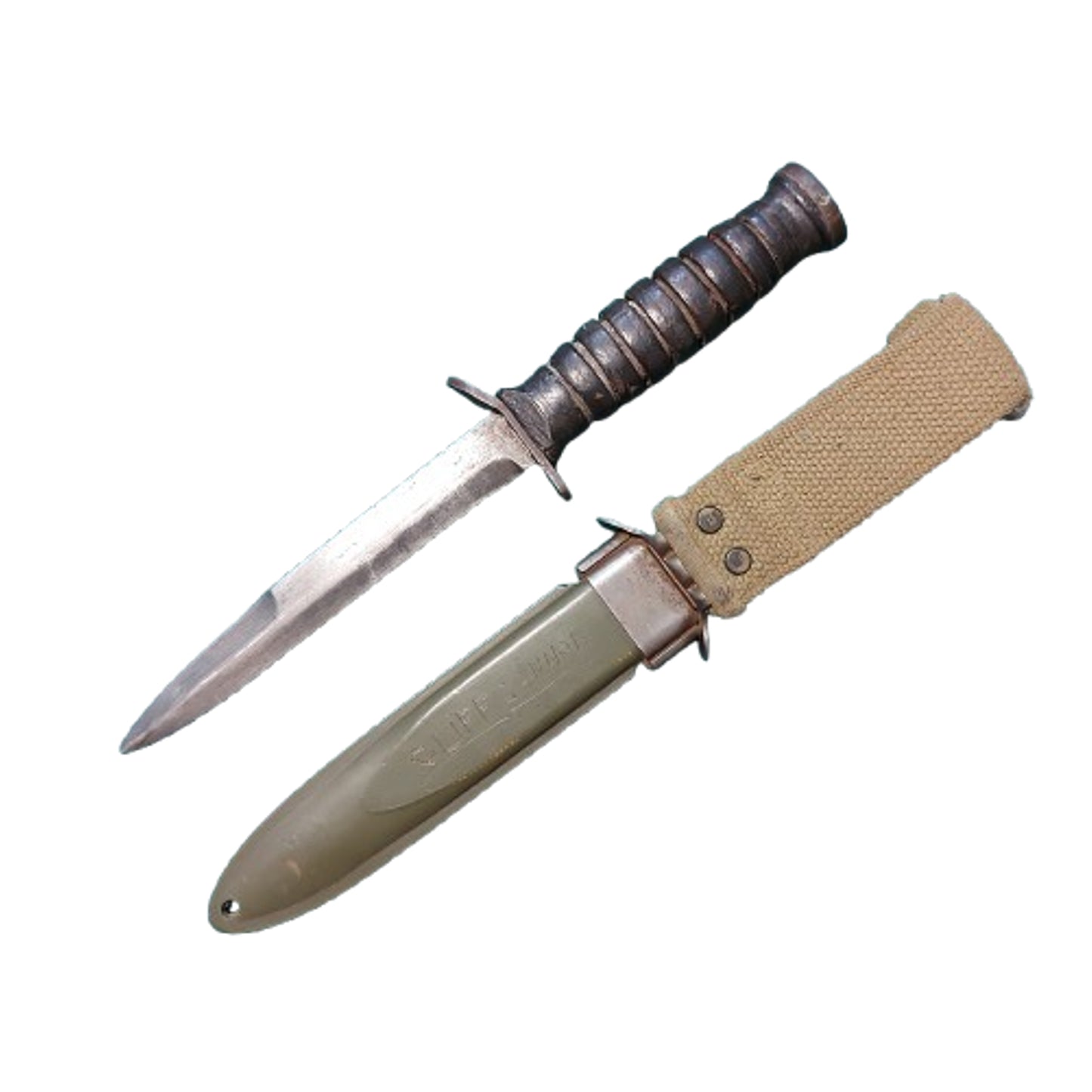 WW2 United States M3 Fighting Knife In M8 Scabbard Utica