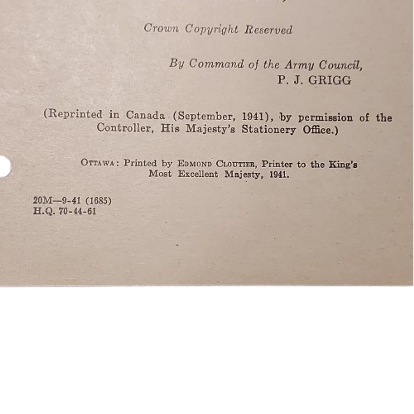 WW2 Canadian Small Arms Training Pamphlet Pistol 1941