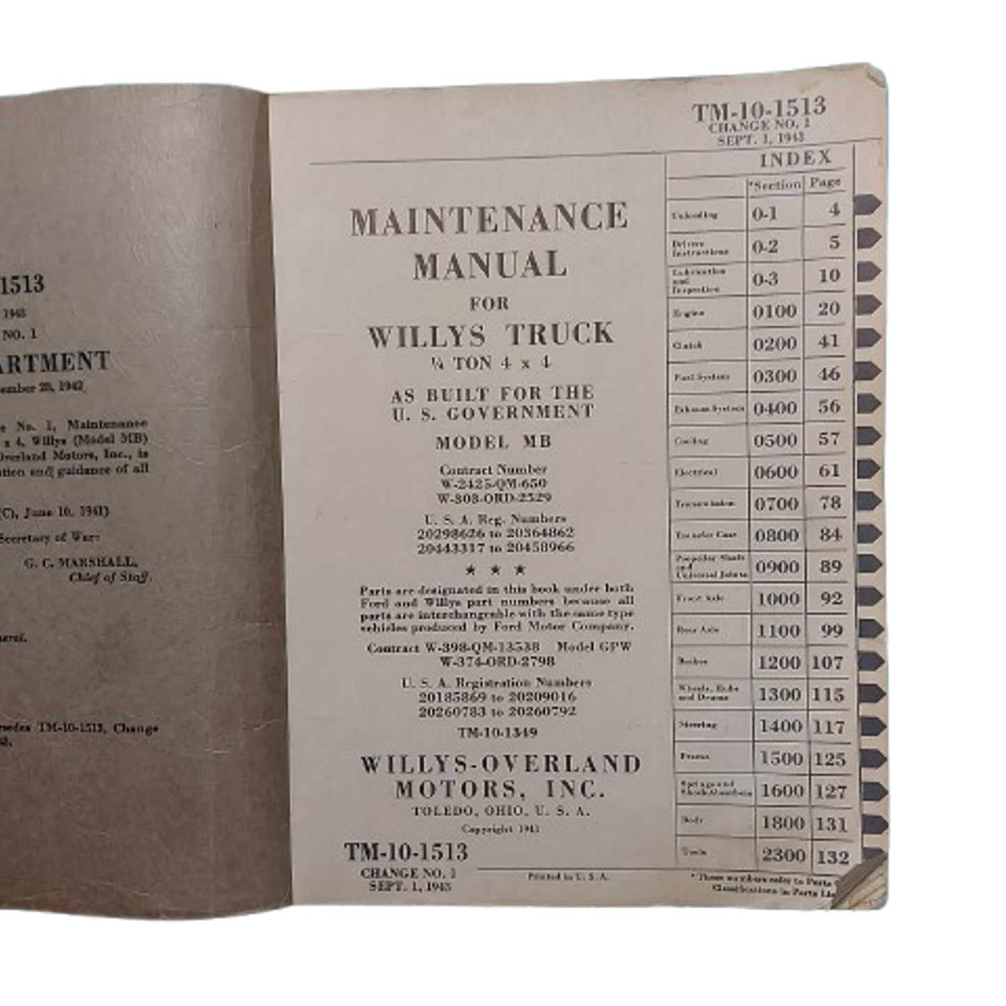 WW2 United States Willys Truck (Jeep) Manual 1943