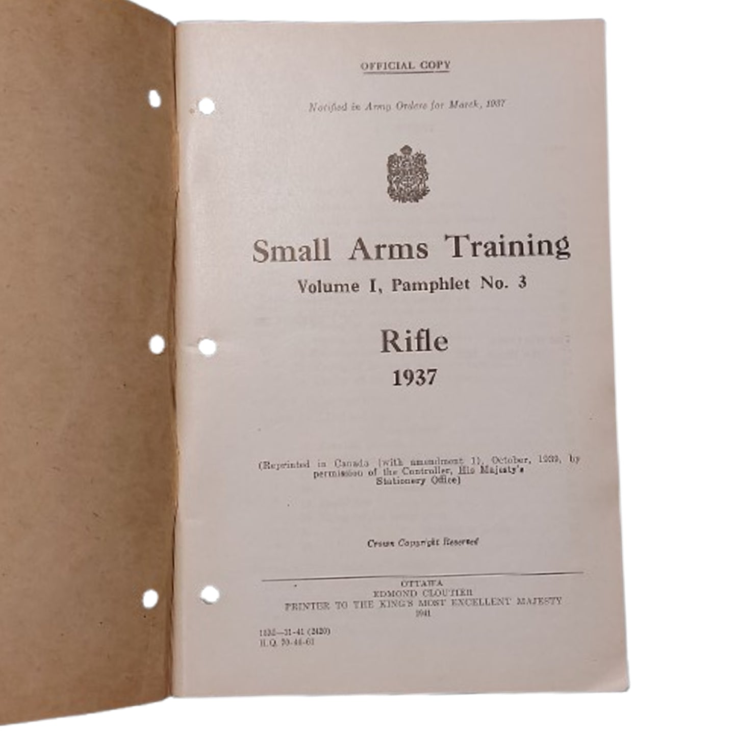 WW2 Canadian Small Arms Training Pamphlet Rifle 1937