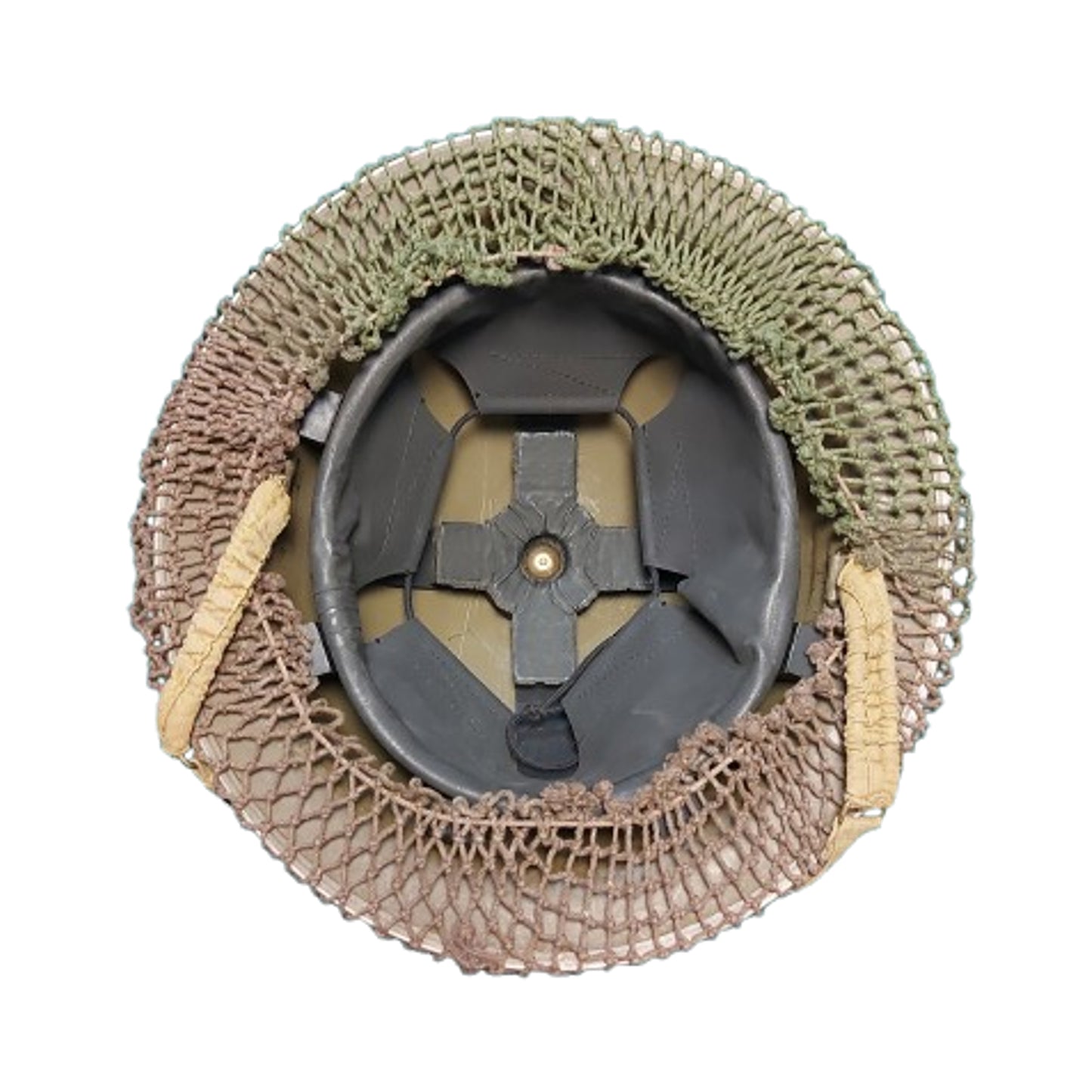 WW2 Canadian Mk.II Combat Helmet With Service Number, Camouflage Helmet Net And Field Dressing
