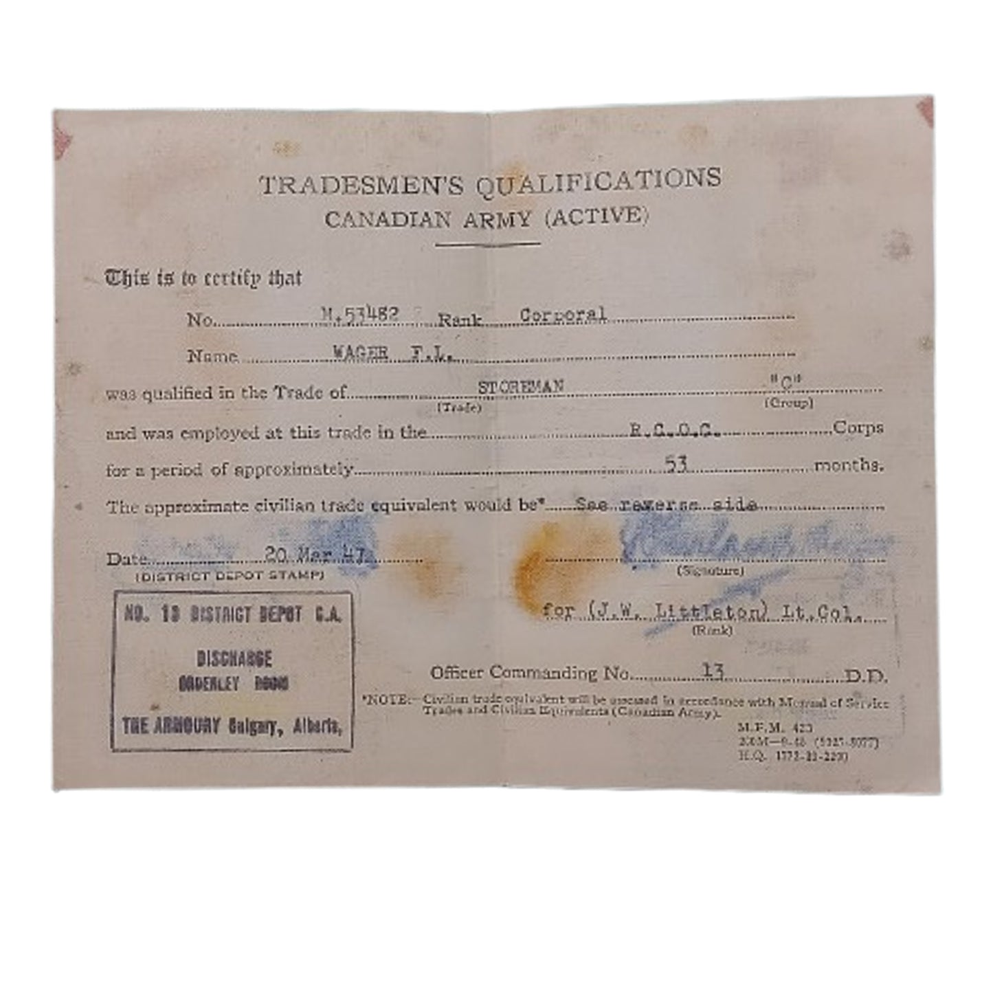 WW2 Canadian Army Pay Books And Trade Qualification