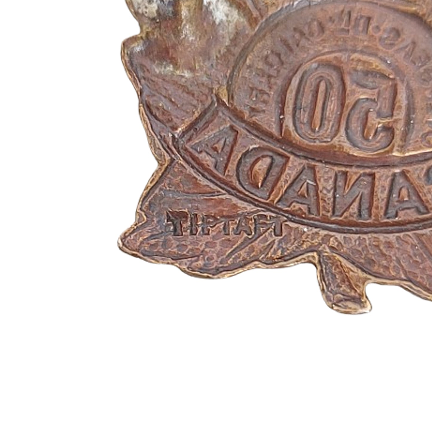 WW1 Canadian CEF 50th Overseas Battalion Collar Badge Tiptaft