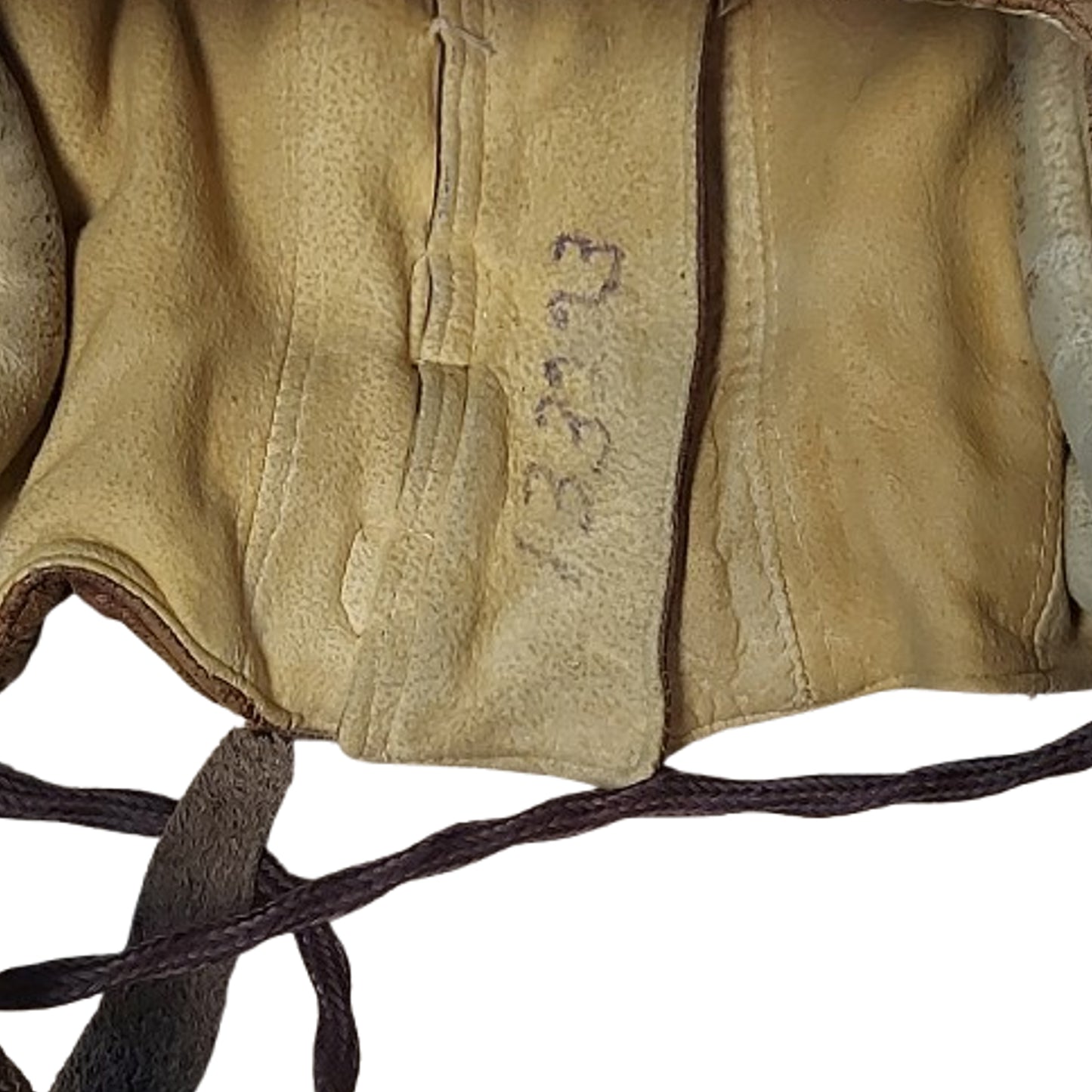 WW2 Canadian RCAF Type B Leather Flying Helmet With Cord And Service Number