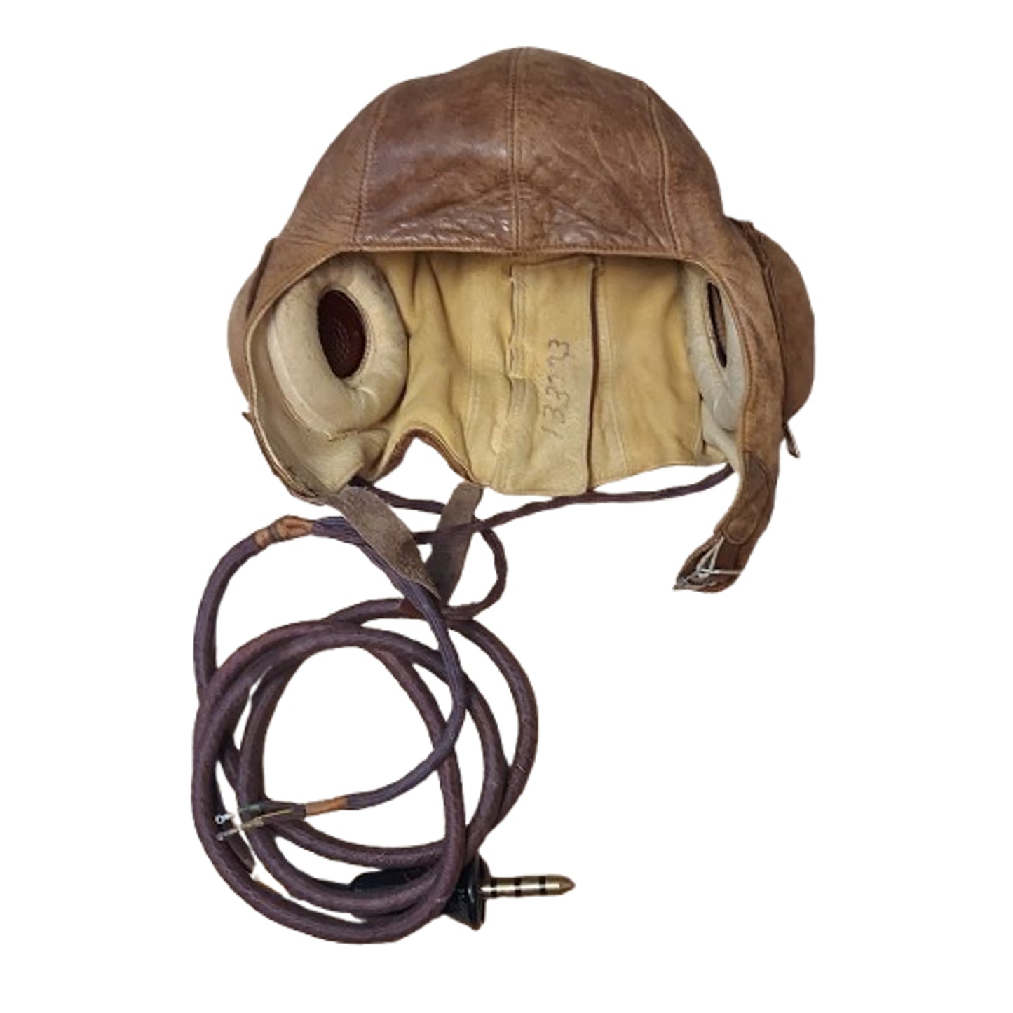 WW2 Canadian RCAF Type B Leather Flying Helmet With Cord And Service Number
