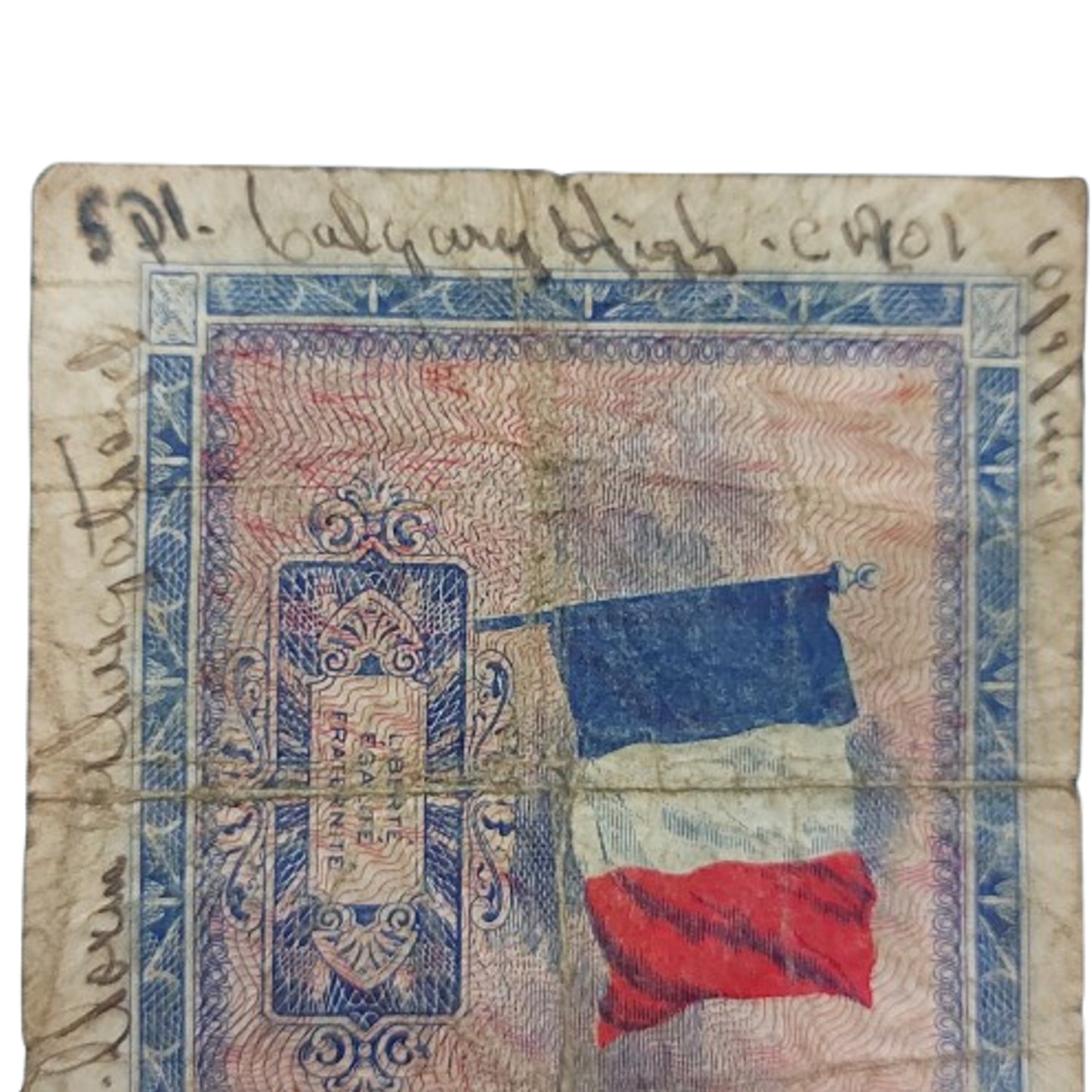 WW2 Canadian Calgary Highlanders Signed French 5 Francs Note