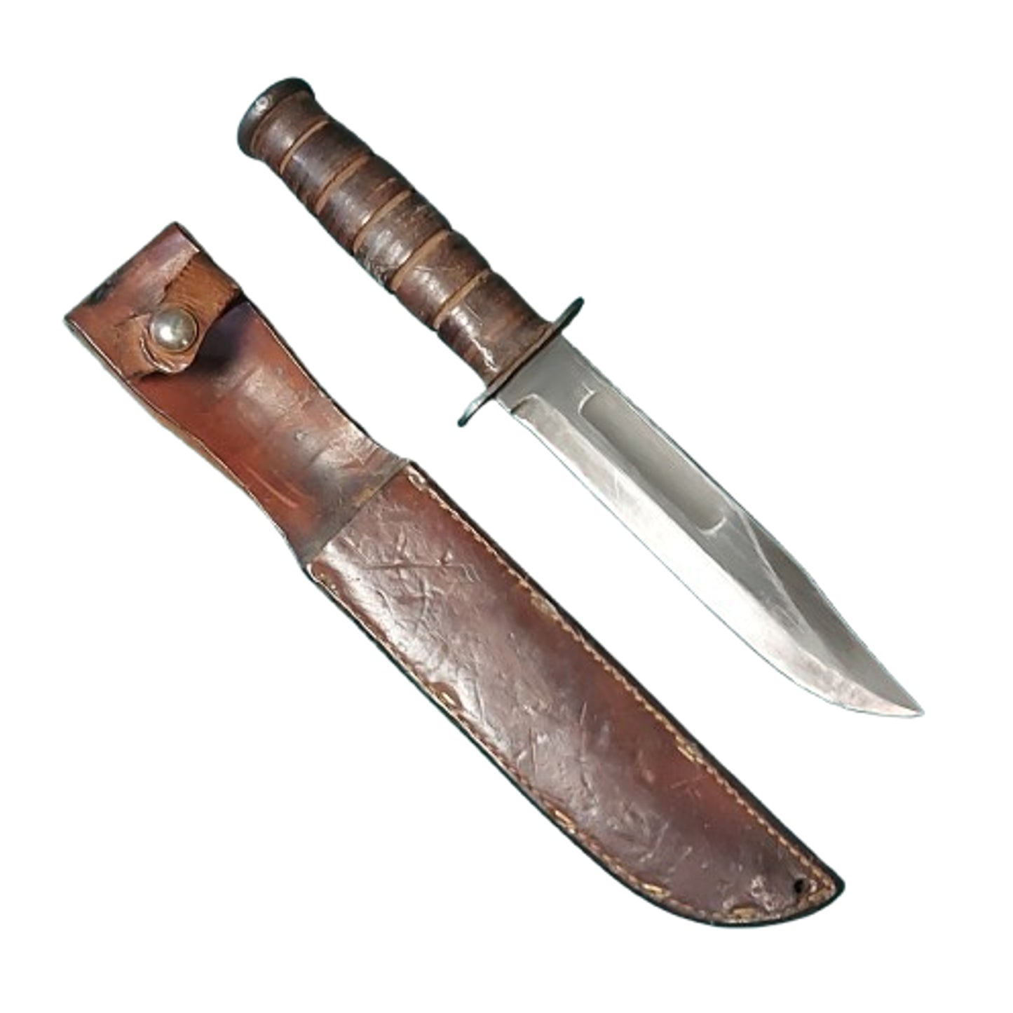 WW2 United States Navy USN Ka-Bar Mk.2 Fighting Knife In Scabbard