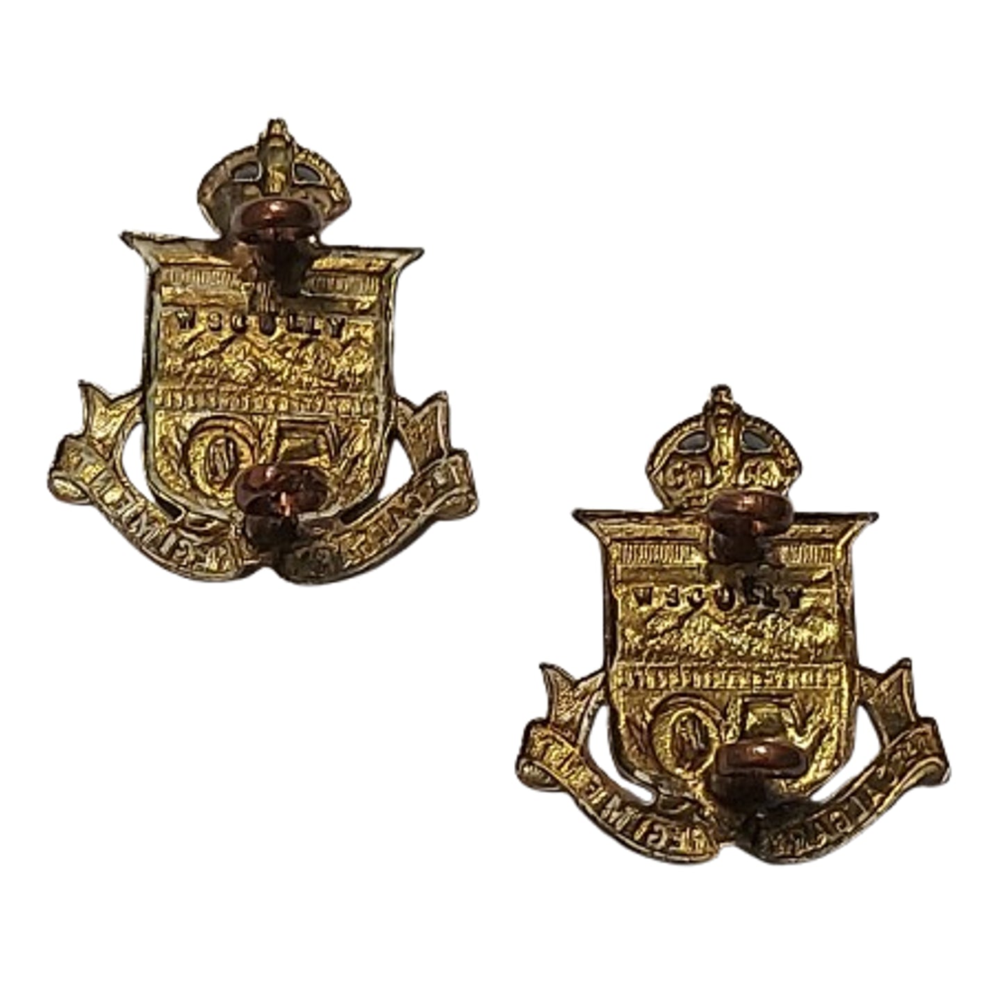 WW1 Canadian 50th Battalion Collar Badge Pair Calgary Alberta