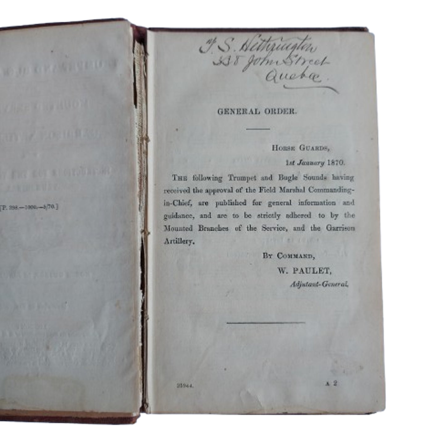 Trumpet And Bugle Sounds And Mounter Services For Garrison Artillery Book 1870