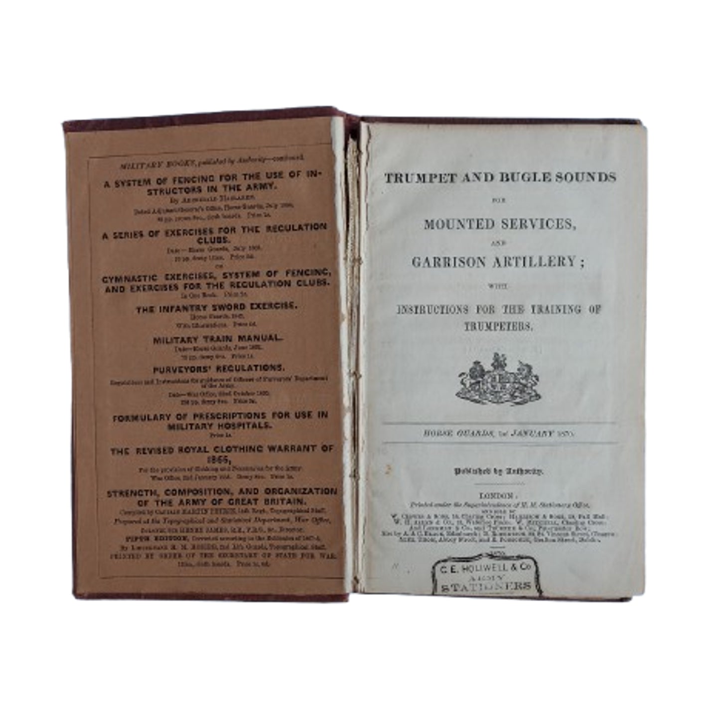 Trumpet And Bugle Sounds And Mounter Services For Garrison Artillery Book 1870