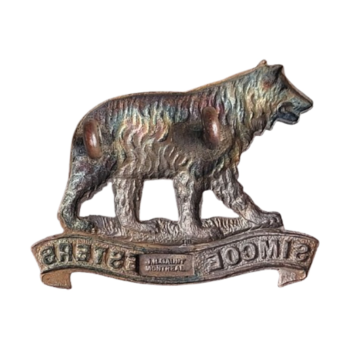 Pre-WW1 Canadian Simcoe Foresters Collar Badge J.R. Gaunt