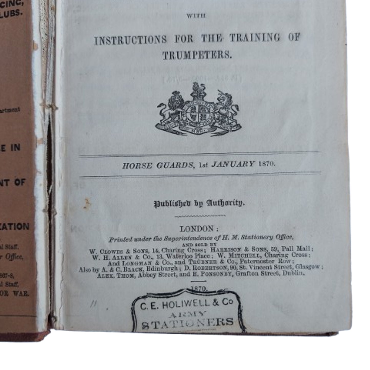 Trumpet And Bugle Sounds And Mounter Services For Garrison Artillery Book 1870