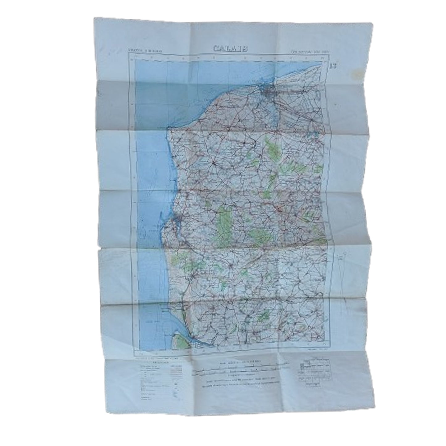 WW1 British Linen Ordnance Map Calais France 1915